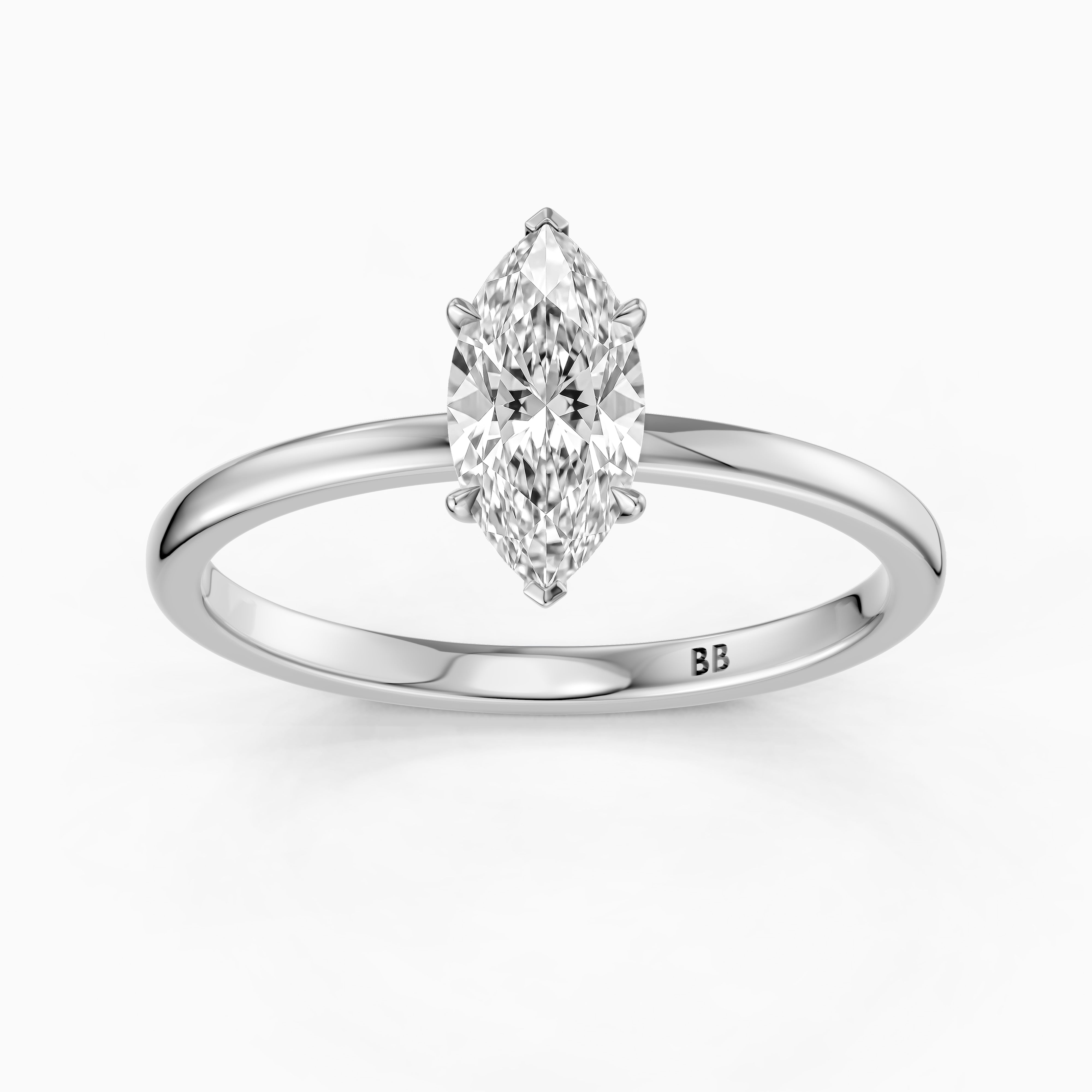 Shasta Marquise Cut Low Profile Solitaire Lab Grown Diamond Ring