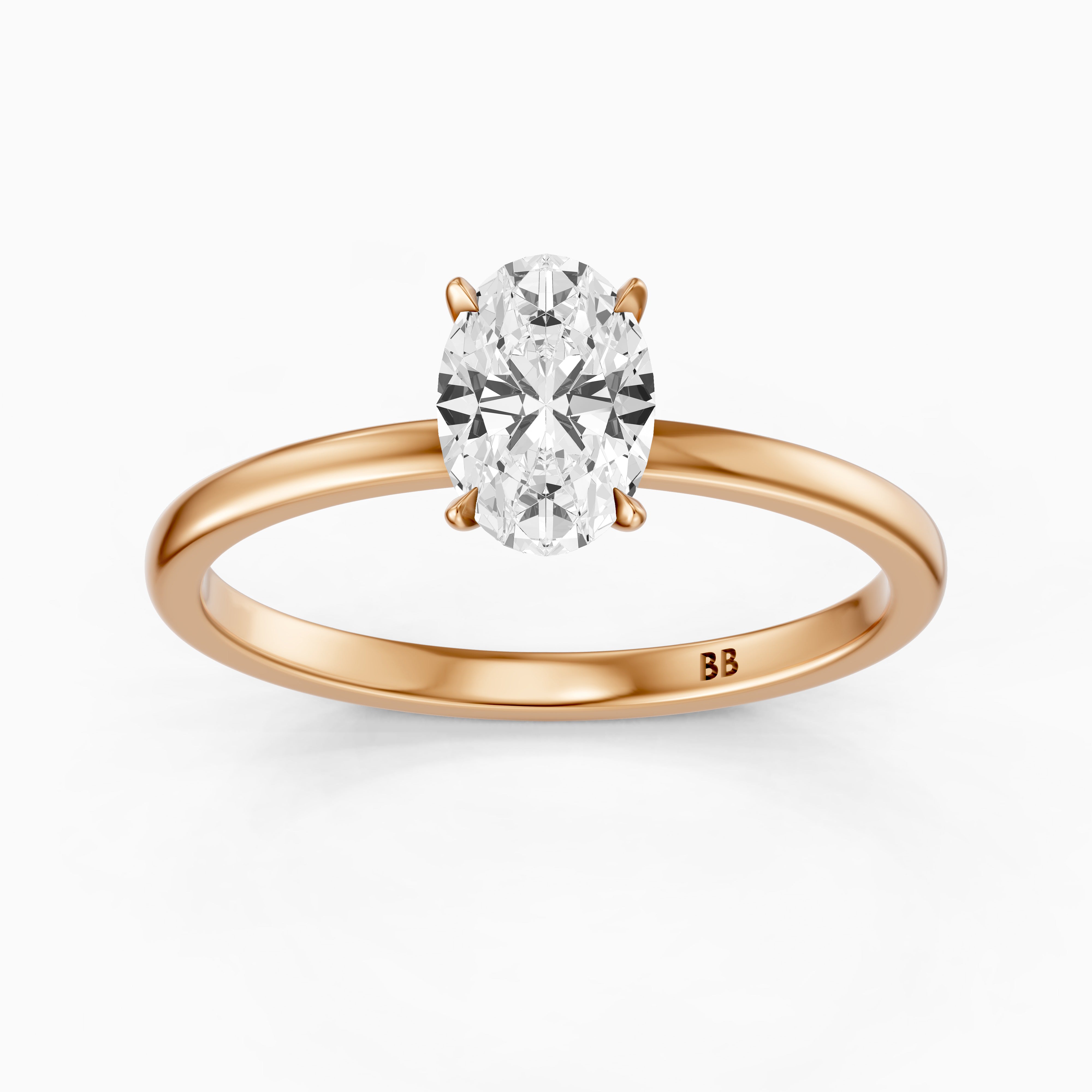 Starla Oval Cut Low Profile Solitaire Moissanite Diamond Ring