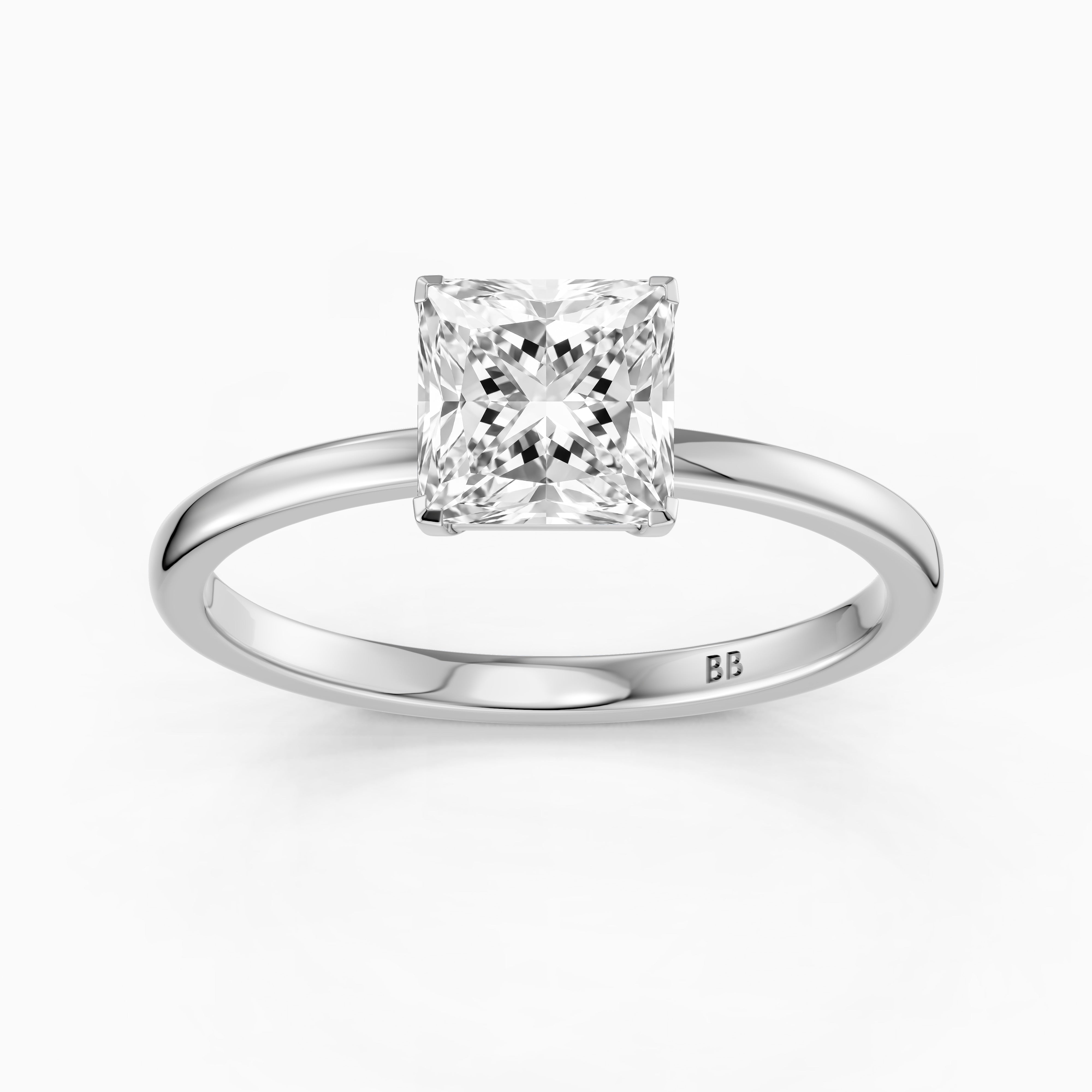 Sutton Princess Cut Low Profile Solitaire Lab Grown Diamond Ring