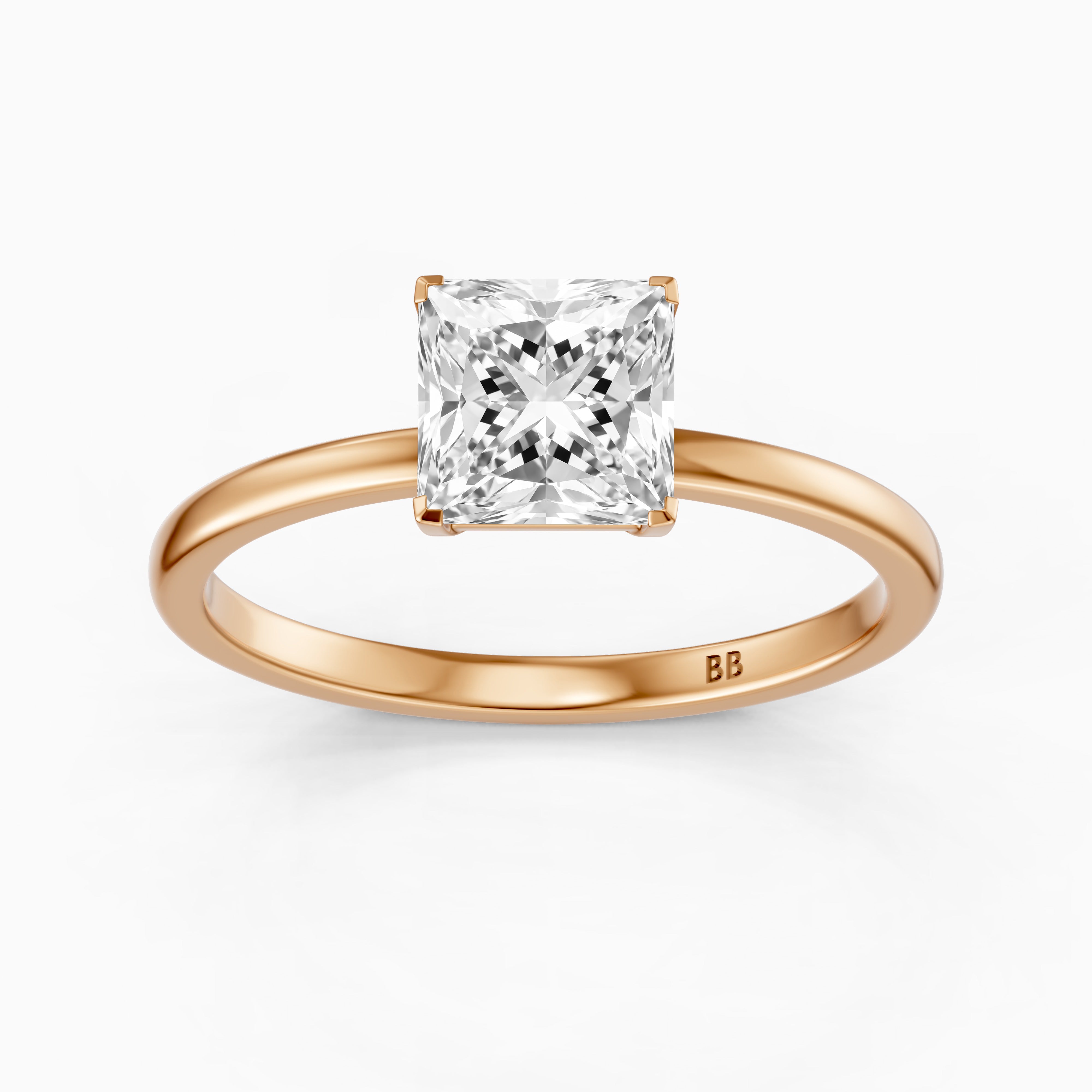 Sutton Princess Cut Low Profile Solitaire Lab Grown Diamond Ring