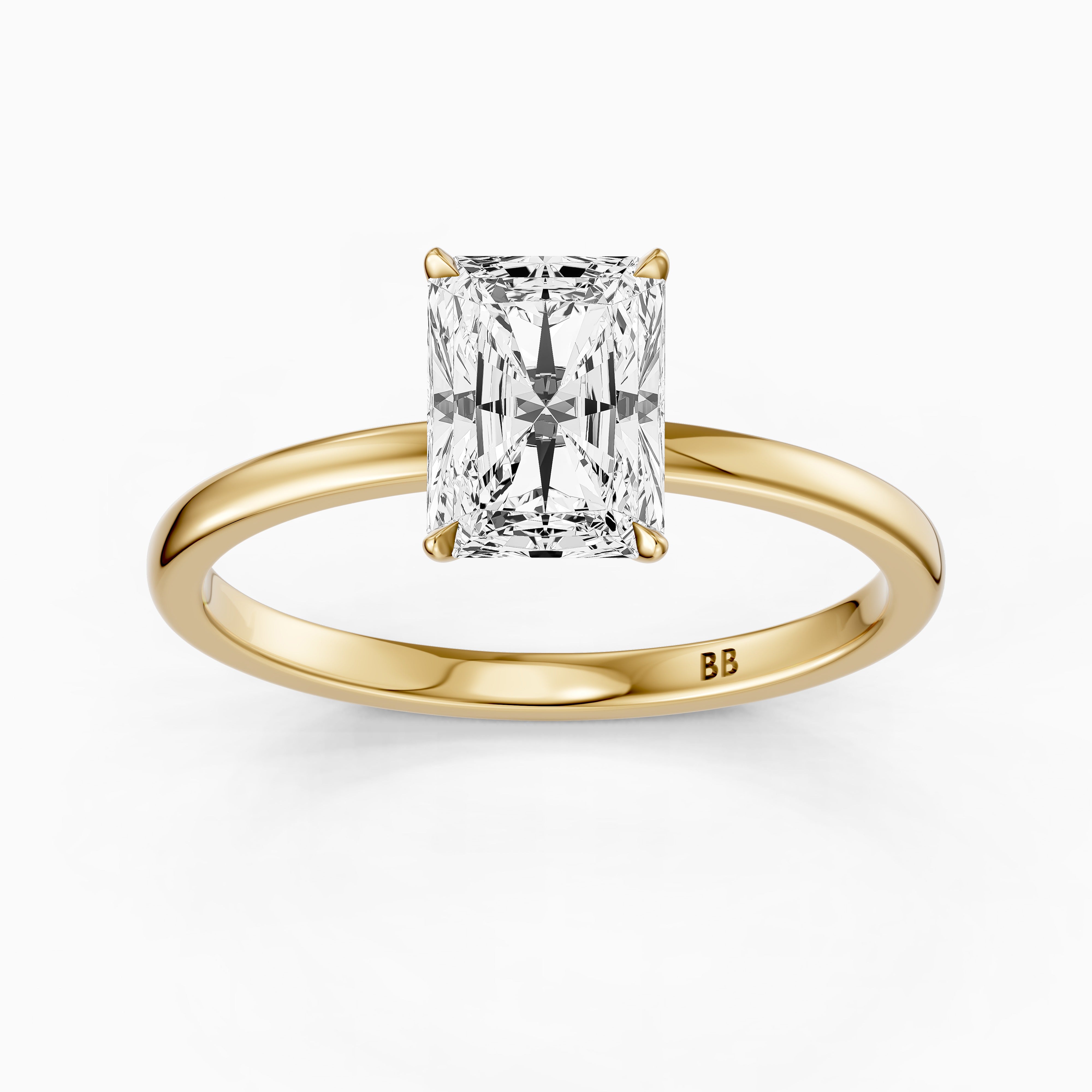 Tinaya Radiant Cut Low Profile Solitaire Moissanite Diamond Ring