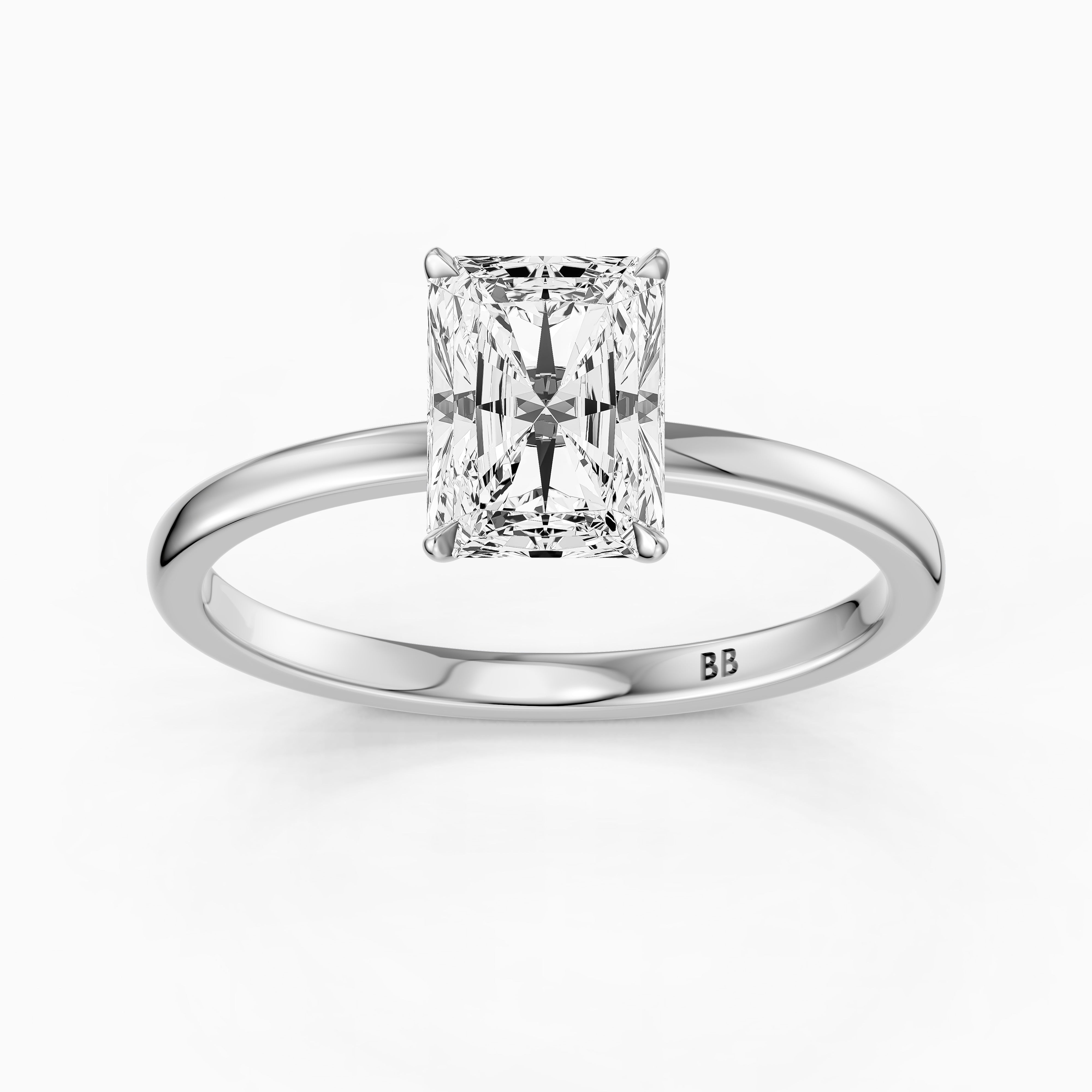 Tinaya Radiant Cut Low Profile Solitaire Moissanite Diamond Ring