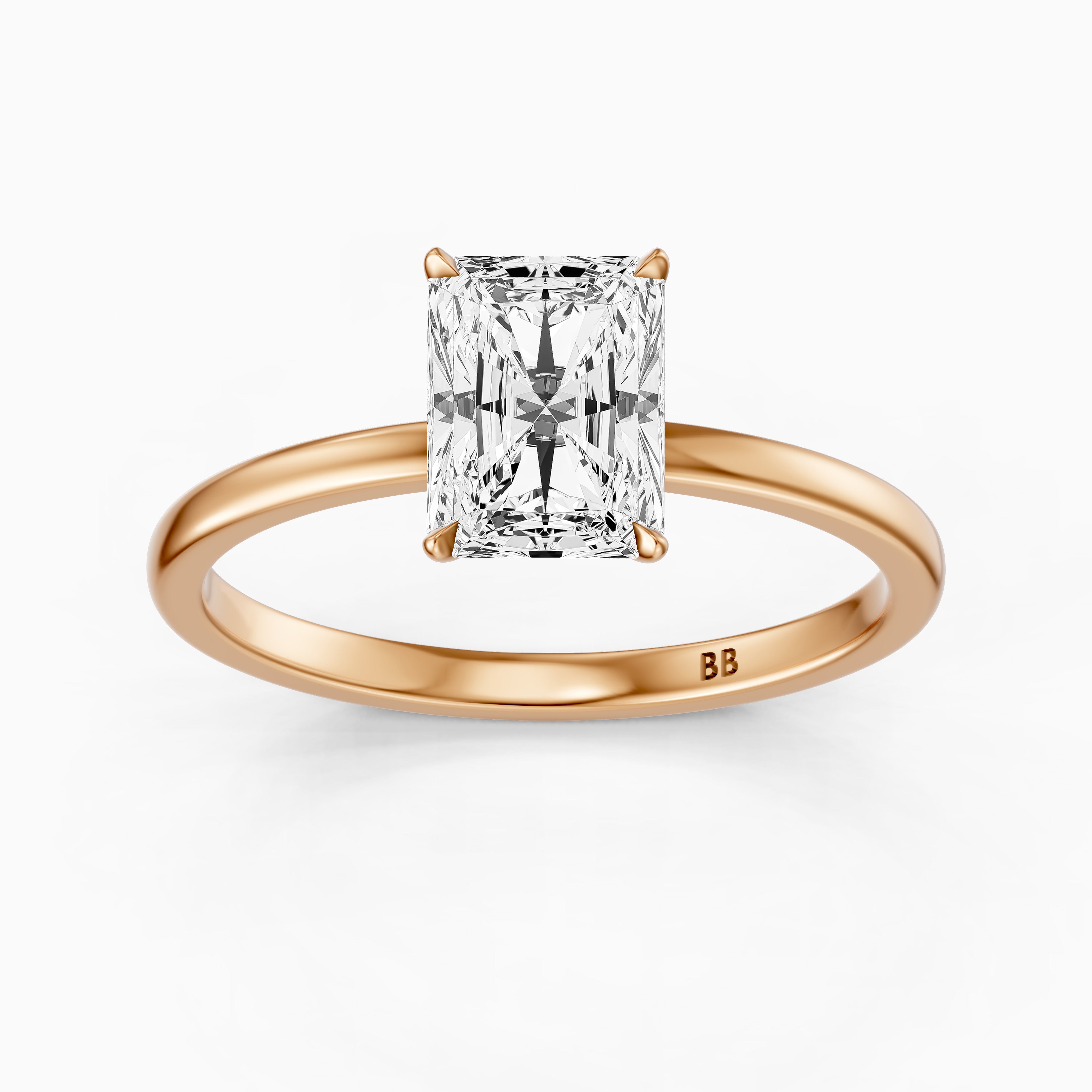 Tinaya Radiant Cut Low Profile Solitaire Moissanite Diamond Ring