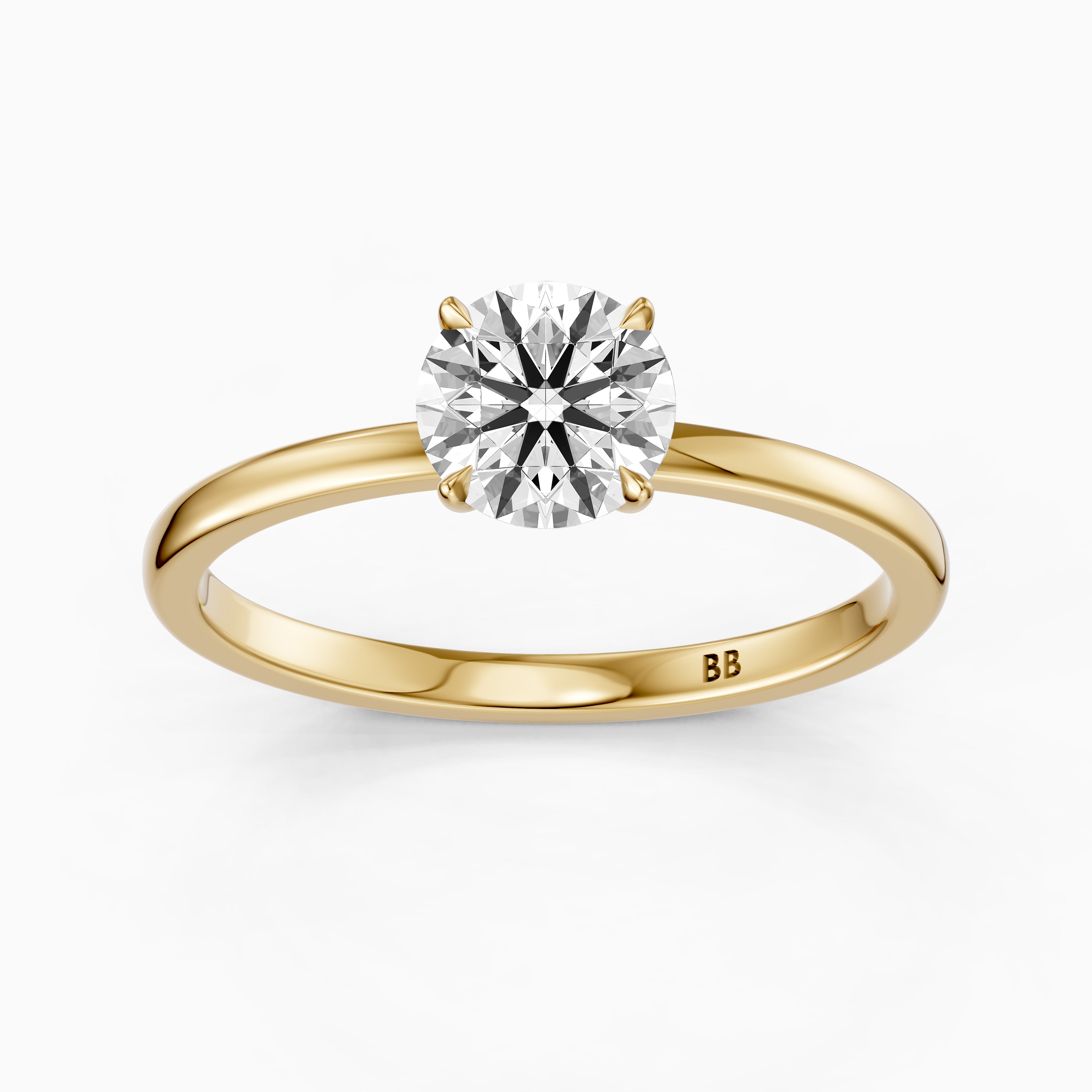 Tinlee Round Cut Low Profile Solitaire Moissanite Diamond Ring
