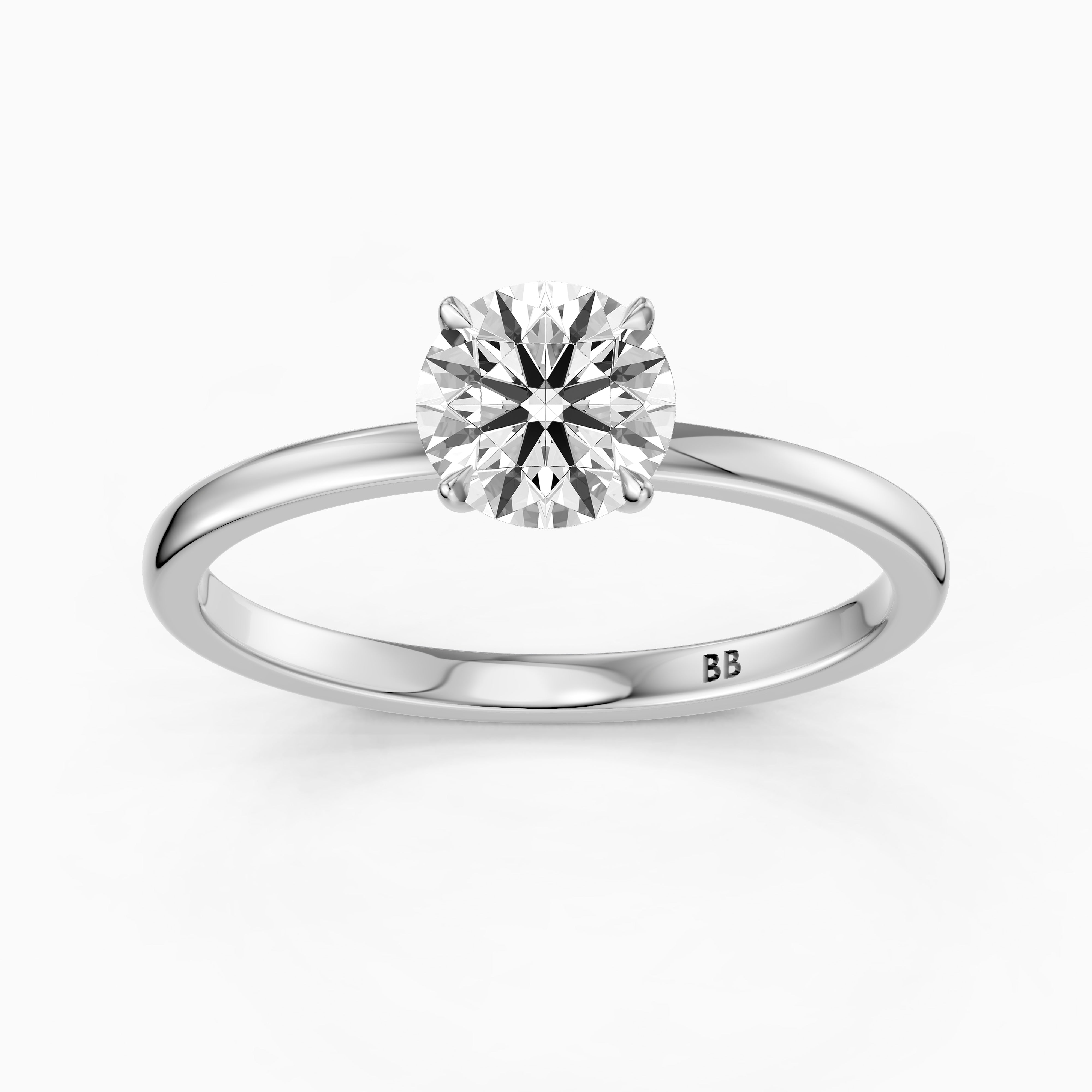 Tinlee Round Cut Low Profile Solitaire Moissanite Diamond Ring