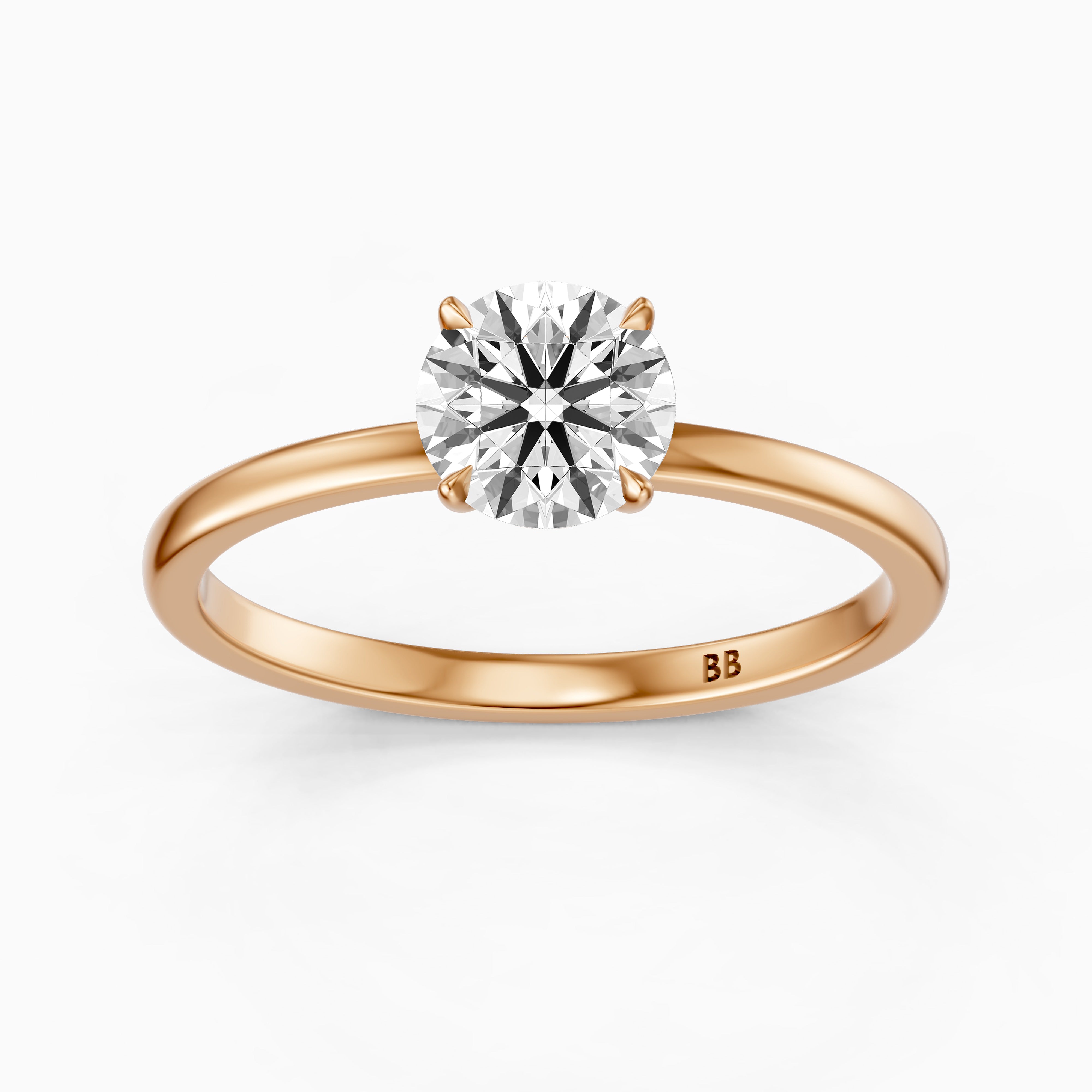 Tinlee Round Cut Low Profile Solitaire Moissanite Diamond Ring