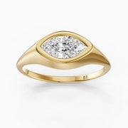 Tionna Marquise Cut East West Bezel Set Moissanite Diamond Ring