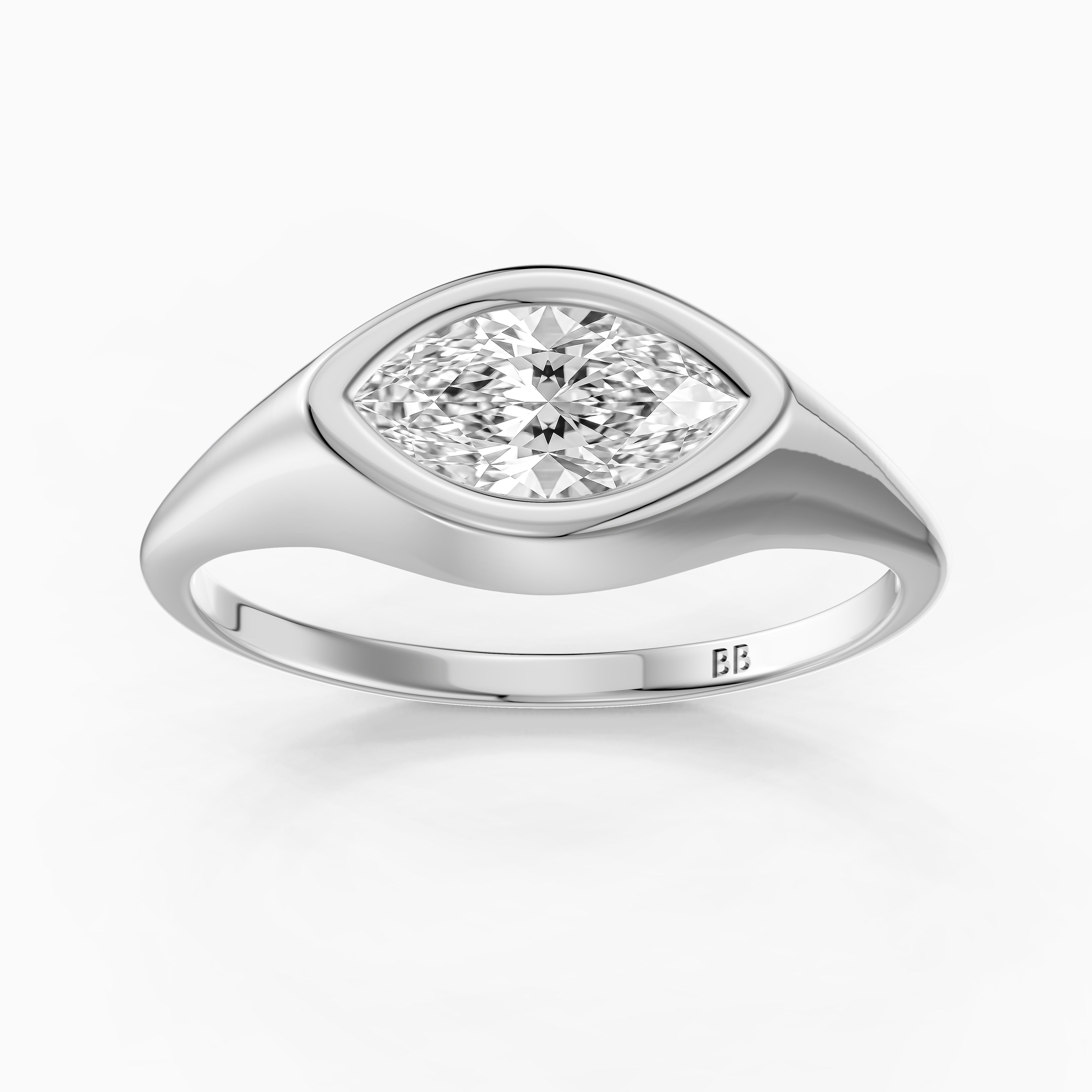 Tionna Marquise Cut East West Bezel Set Lab Grown Diamond Ring