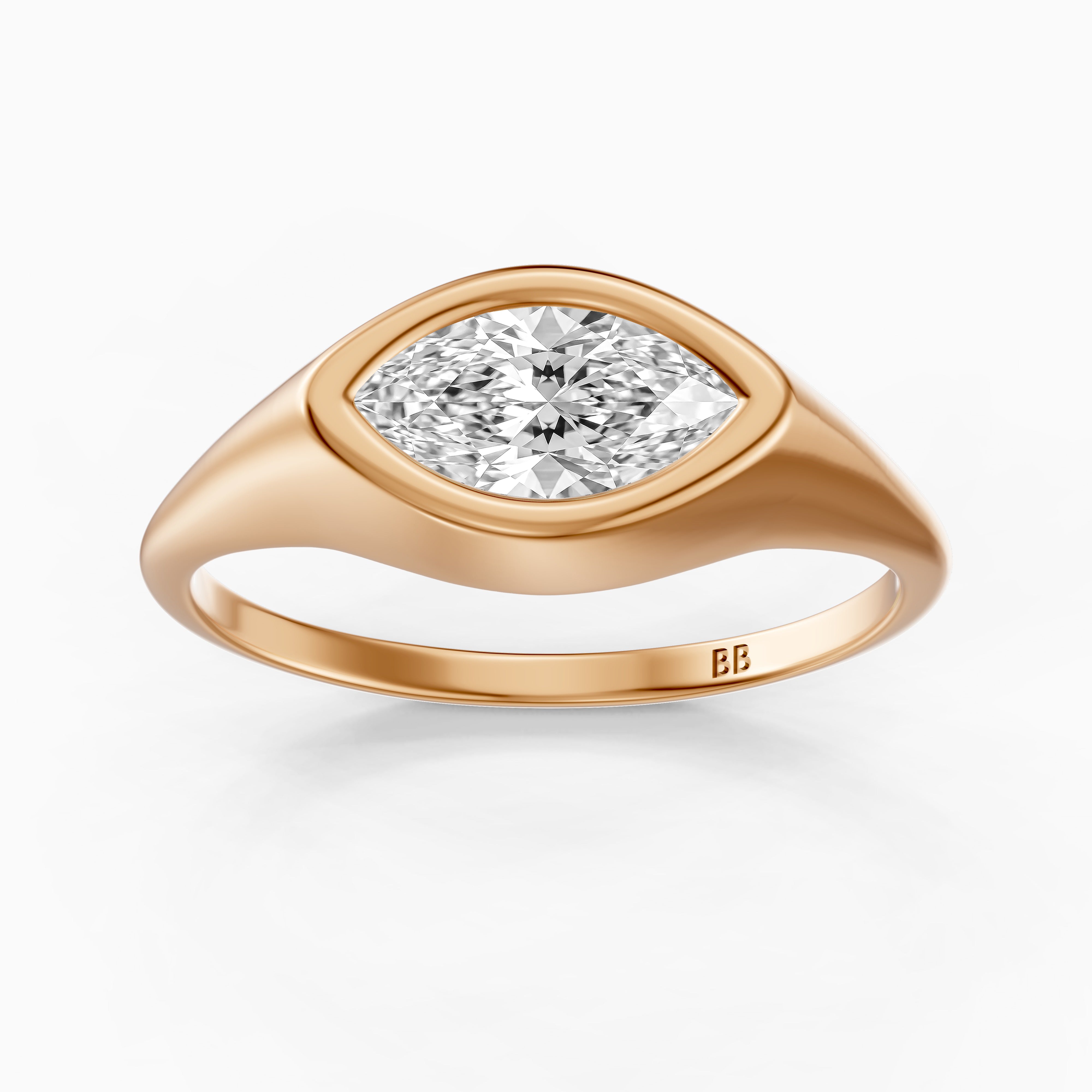 Tionna Marquise Cut East West Bezel Set Lab Grown Diamond Ring