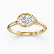 Madison Pear Cut East West Bezel Moissanite Diamond Engagement Ring