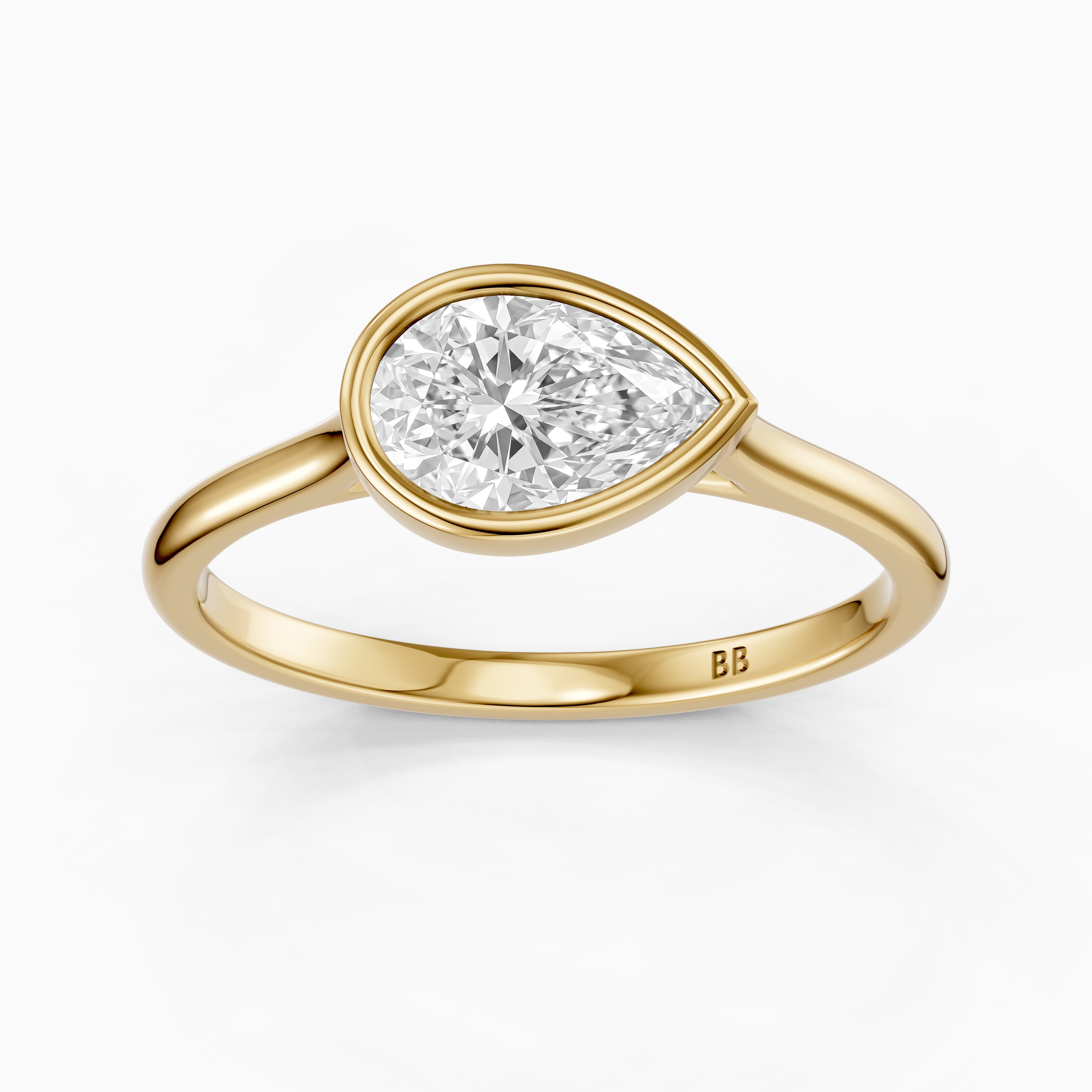 Madison Pear Cut East West Bezel Lab Grown Diamond Engagement Ring