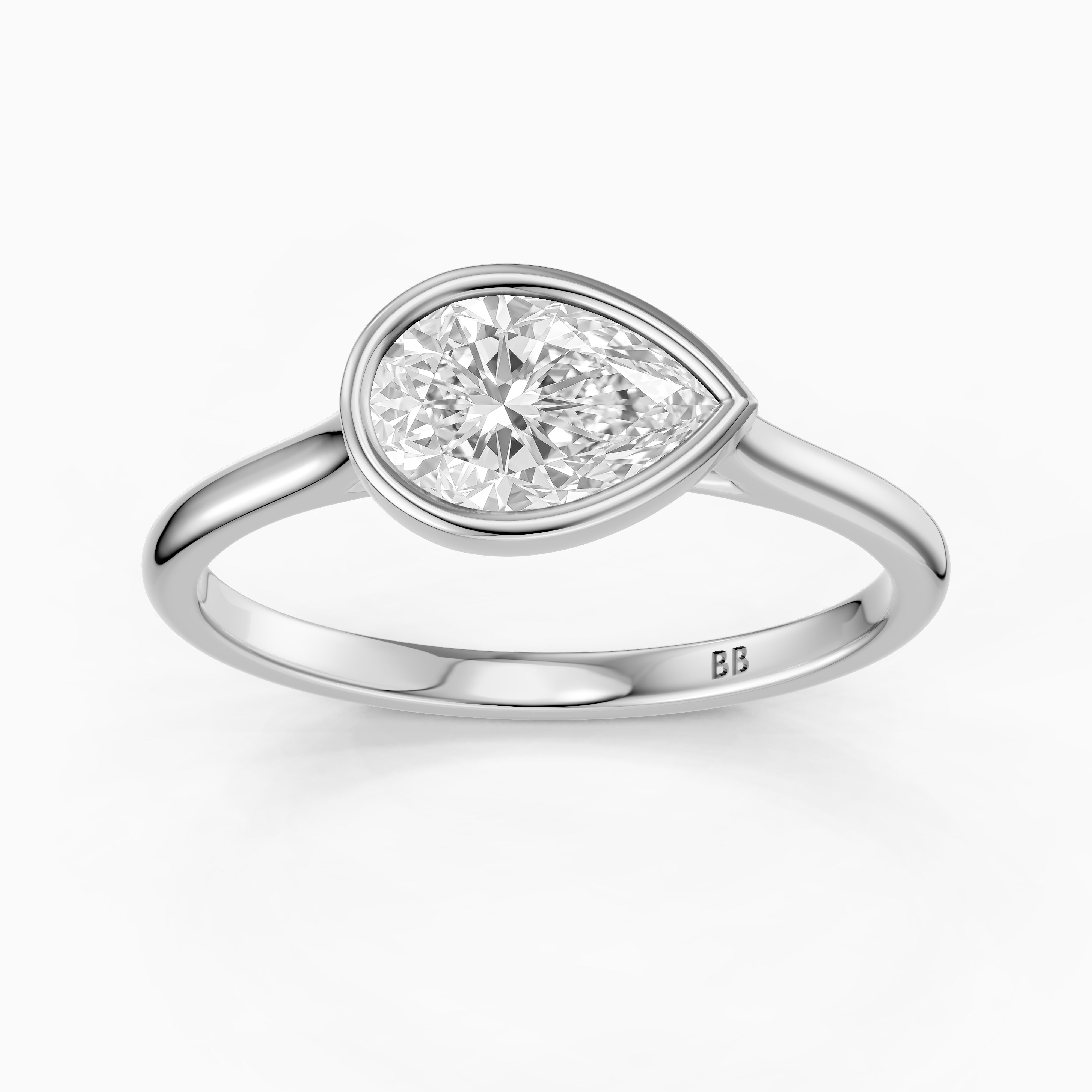 Madison Pear Cut East West Bezel Lab Grown Diamond Engagement Ring