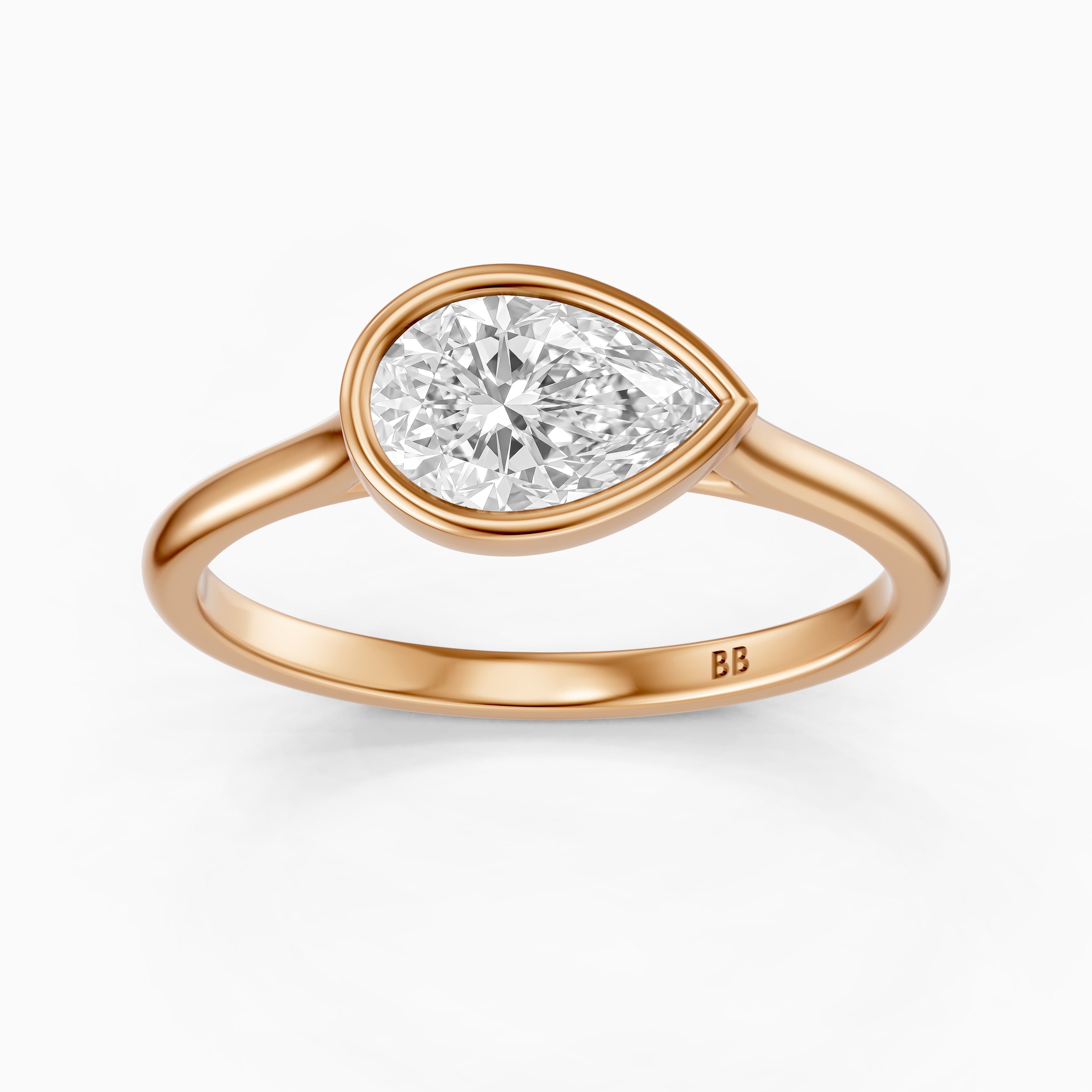 Madison Pear Cut East West Bezel Lab Grown Diamond Engagement Ring