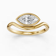 Eleanor Marquise Cut East West Bezel Set Moissanite Diamond Ring