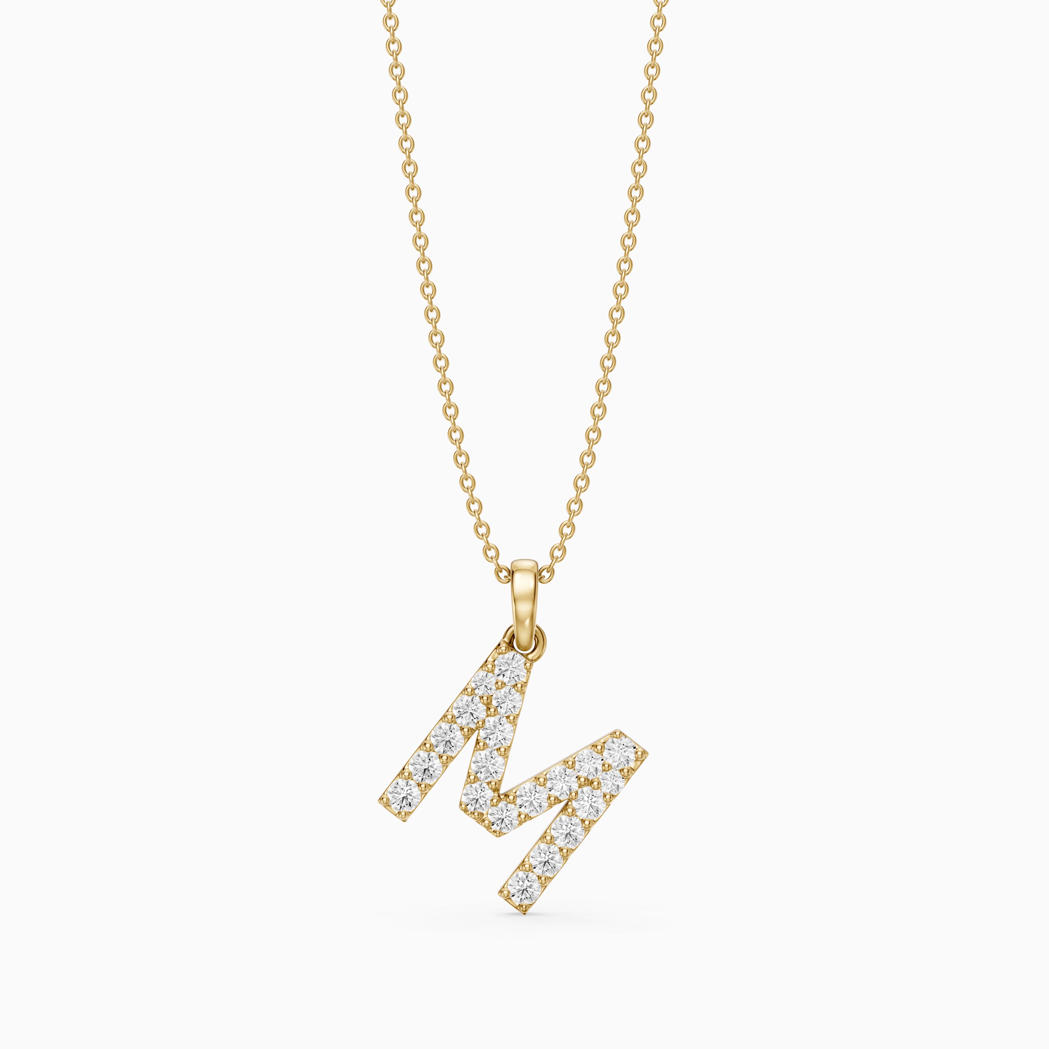 Alora Lab Grown Diamond M Initial Pendant Necklace