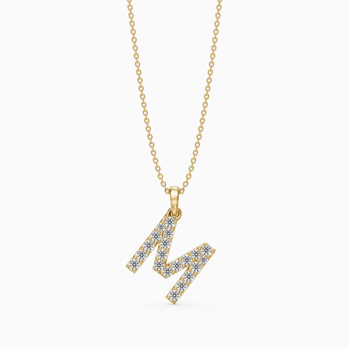 Alora Lab Grown Diamond M Initial Pendant Necklace