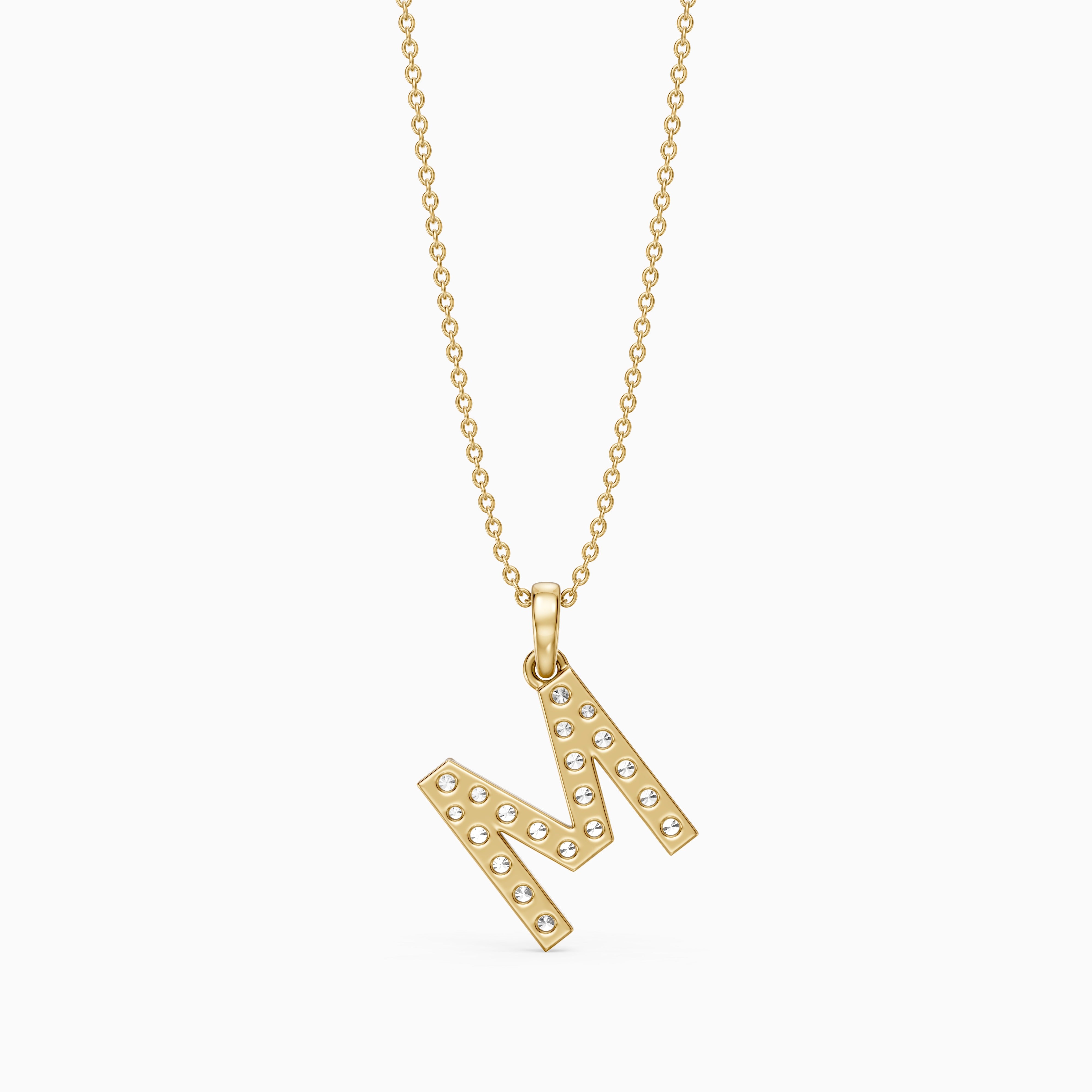 Alora Lab Grown Diamond M Initial Pendant Necklace