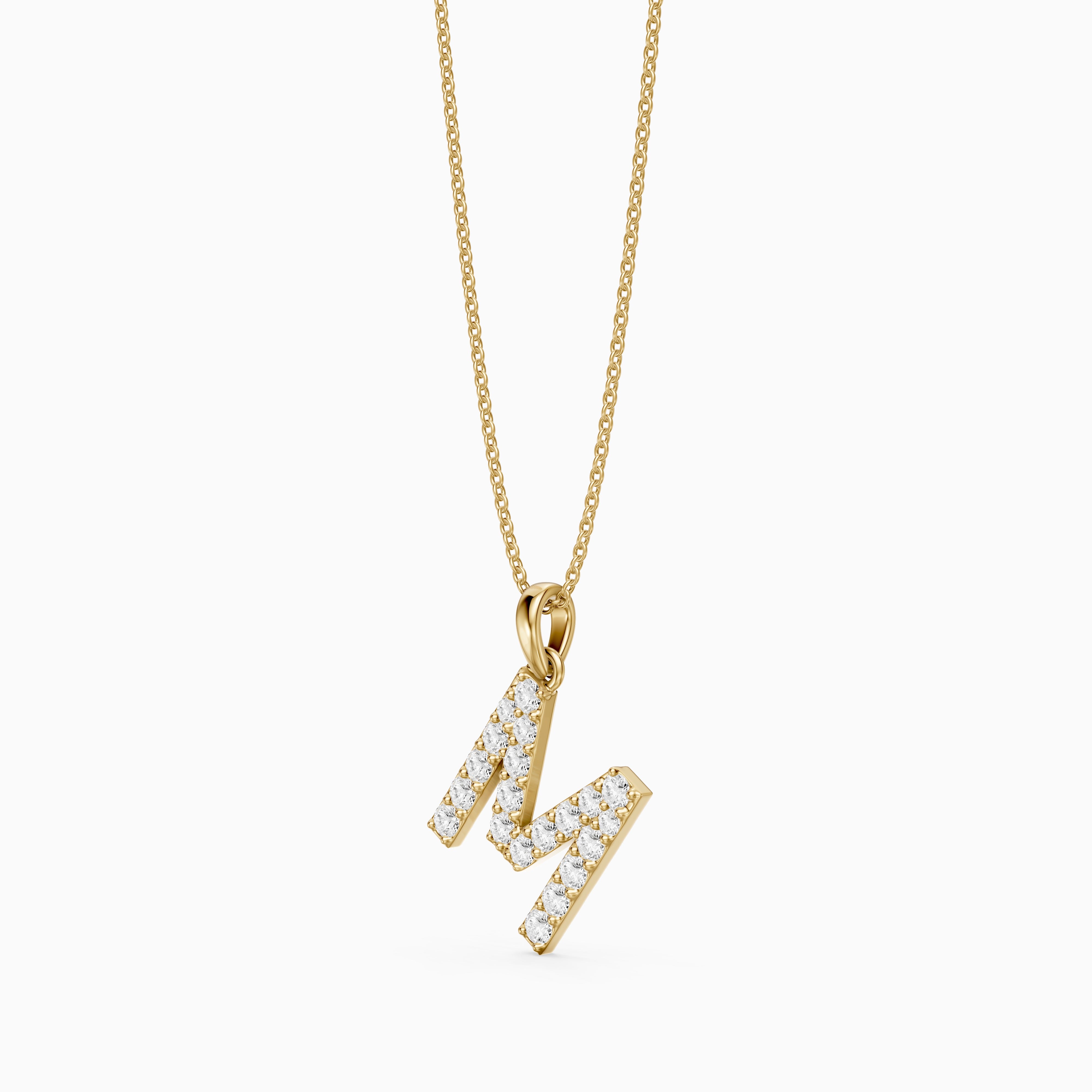Alora Lab Grown Diamond M Initial Pendant Necklace