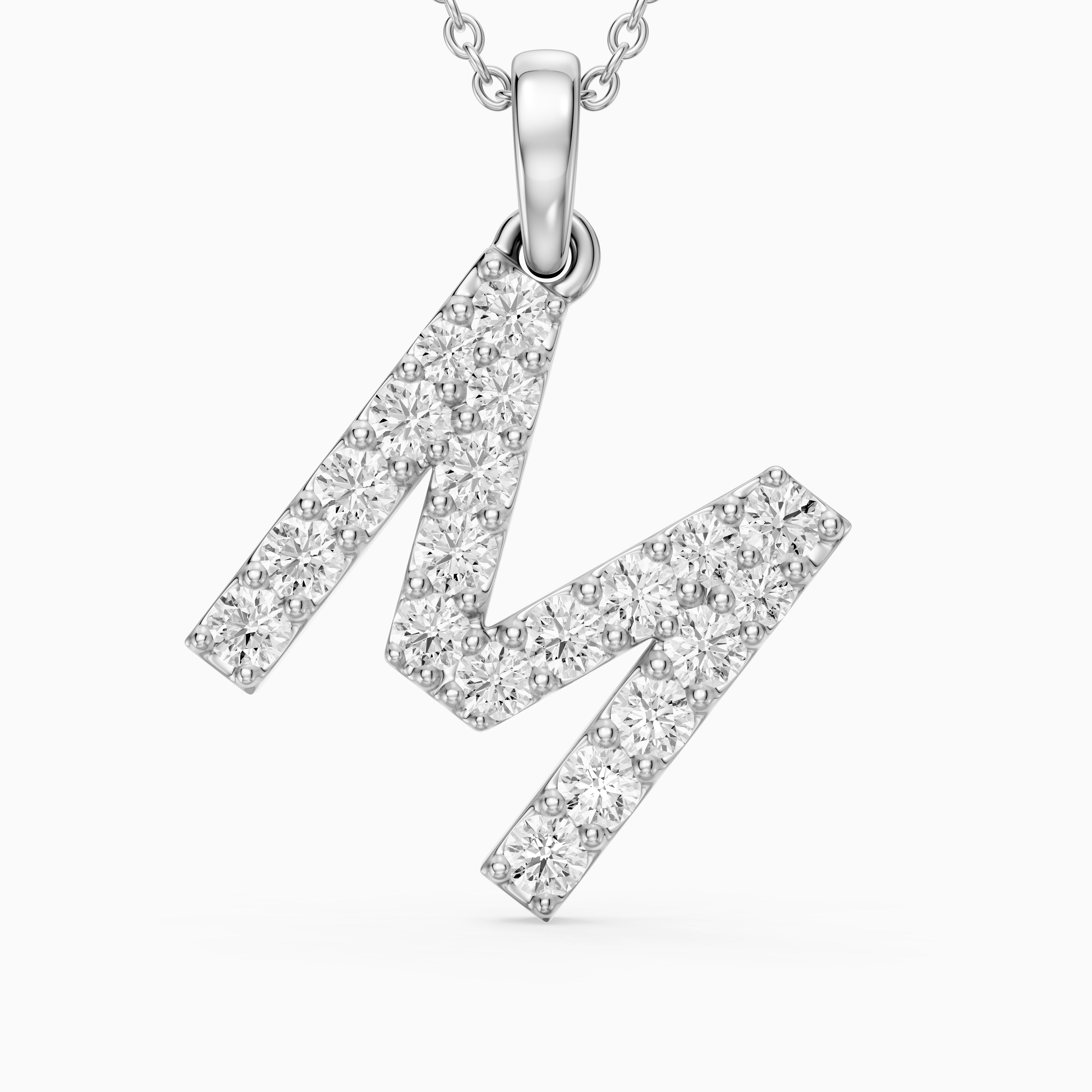 Alora Lab Grown Diamond M Initial Pendant Necklace
