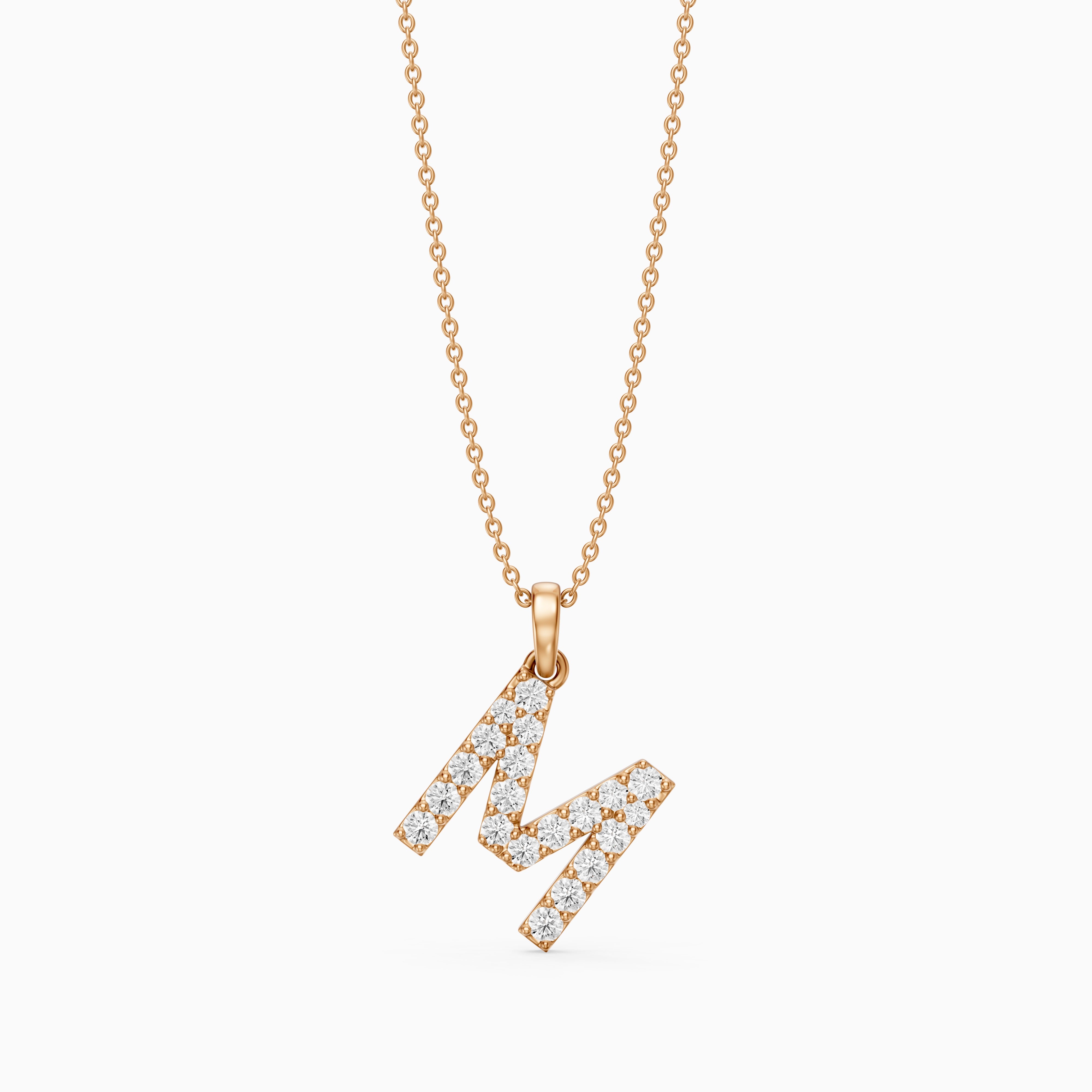 Alora Lab Grown Diamond M Initial Pendant Necklace