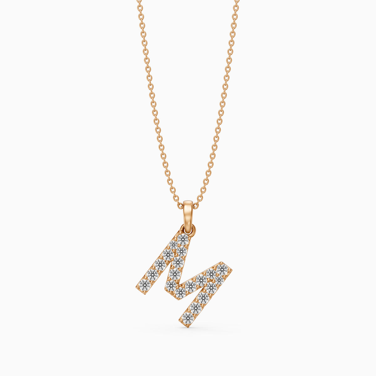 Alora Lab Grown Diamond M Initial Pendant Necklace