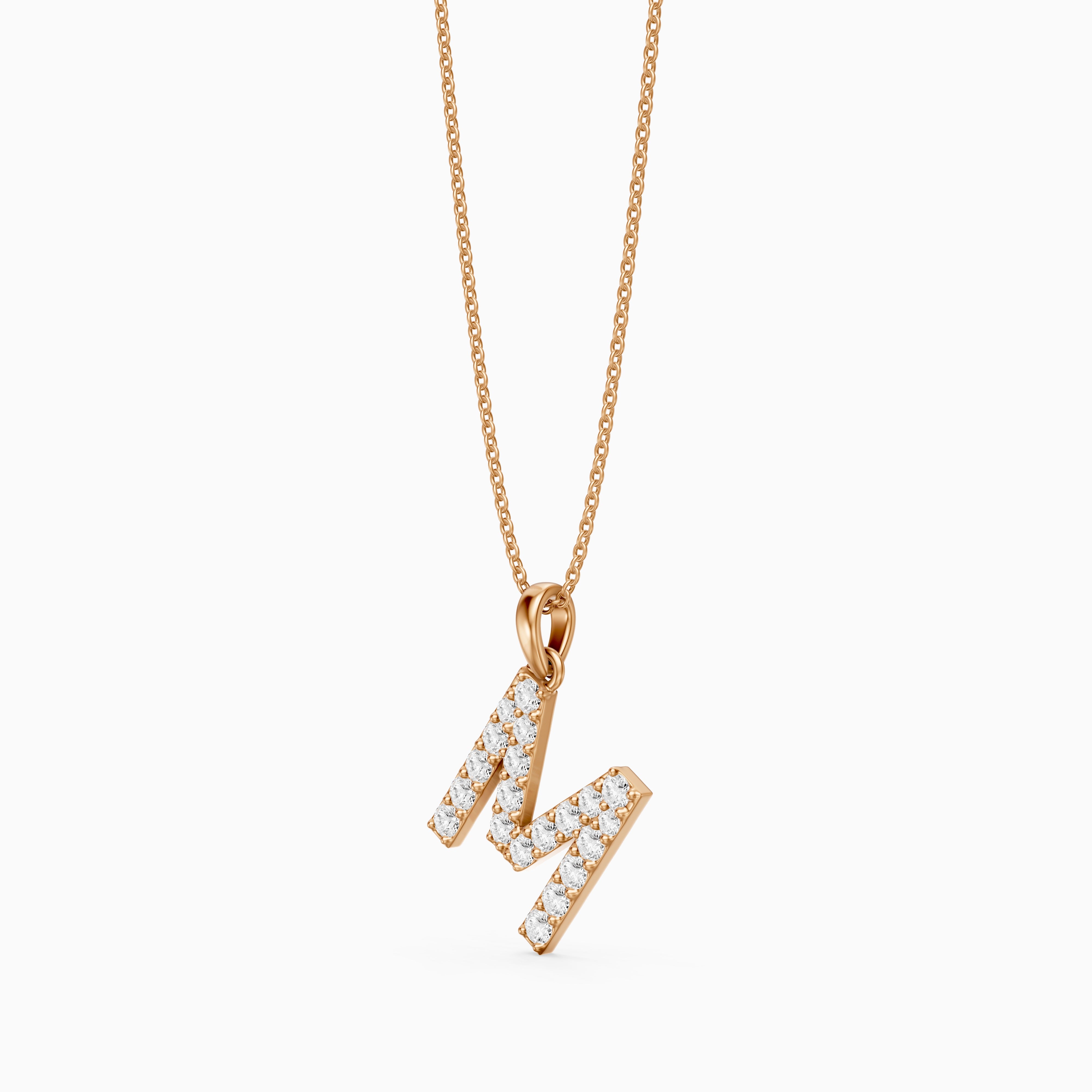 Alora Lab Grown Diamond M Initial Pendant Necklace