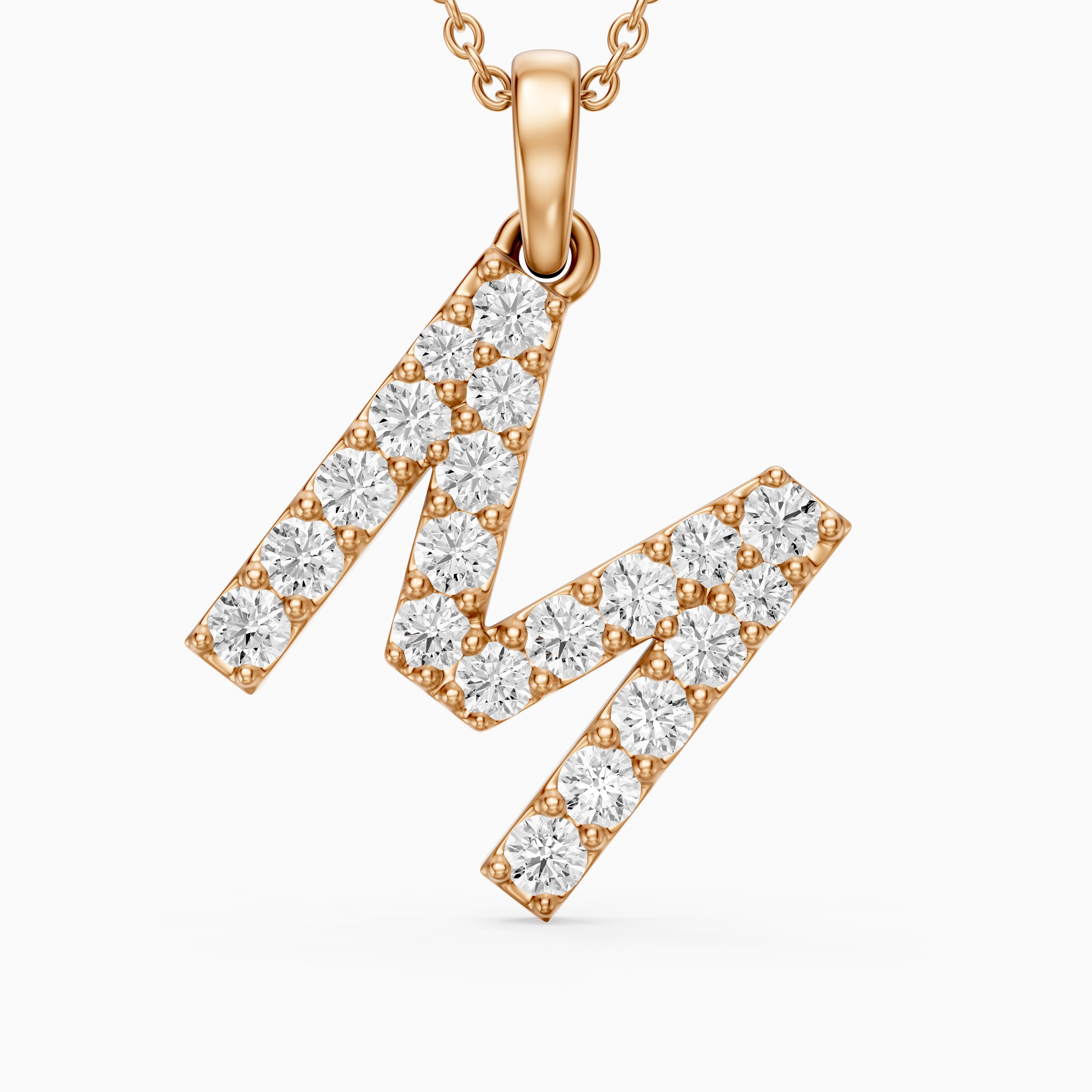 Alora Lab Grown Diamond M Initial Pendant Necklace