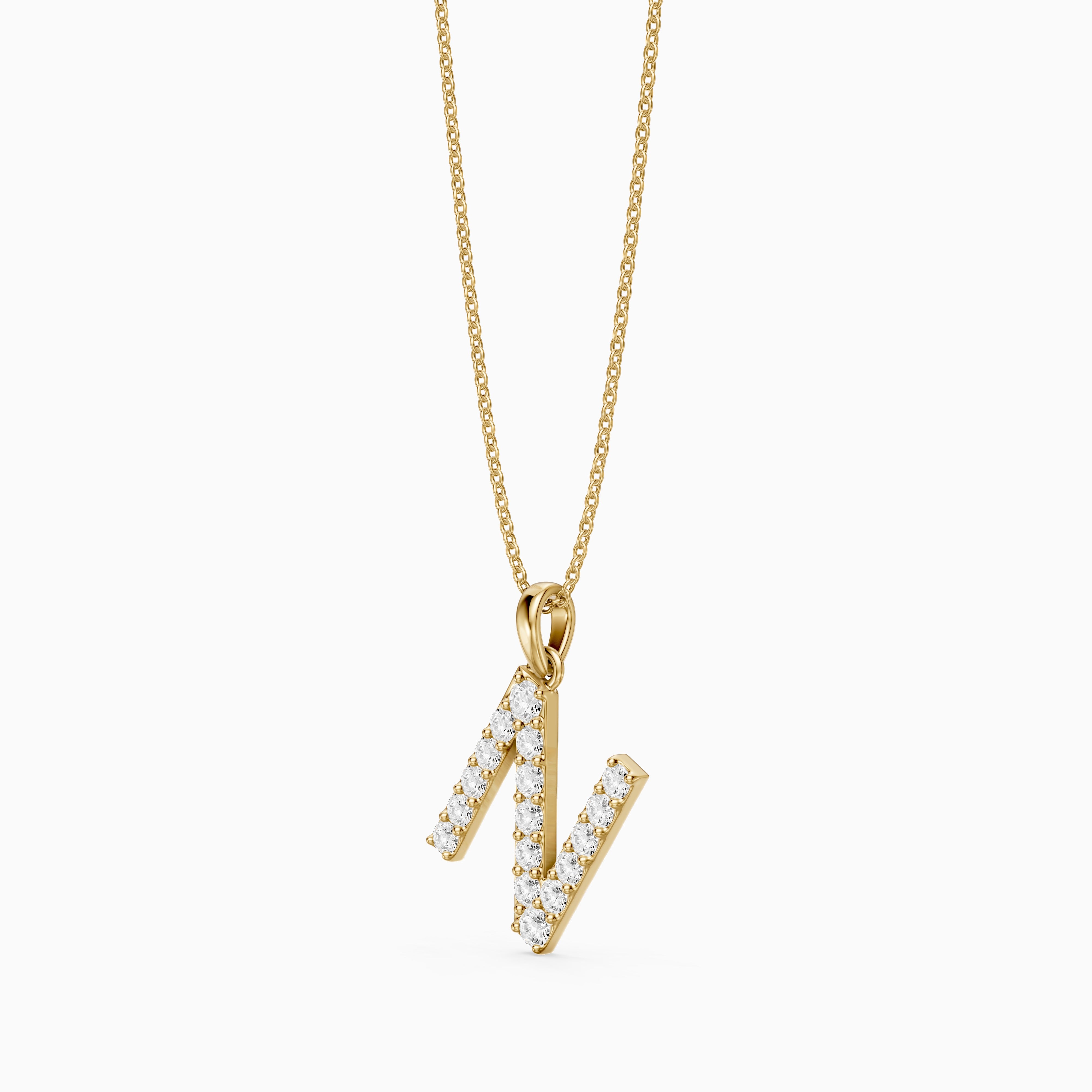 Daphne Lab Grown Diamond N Initial Pendant Necklace