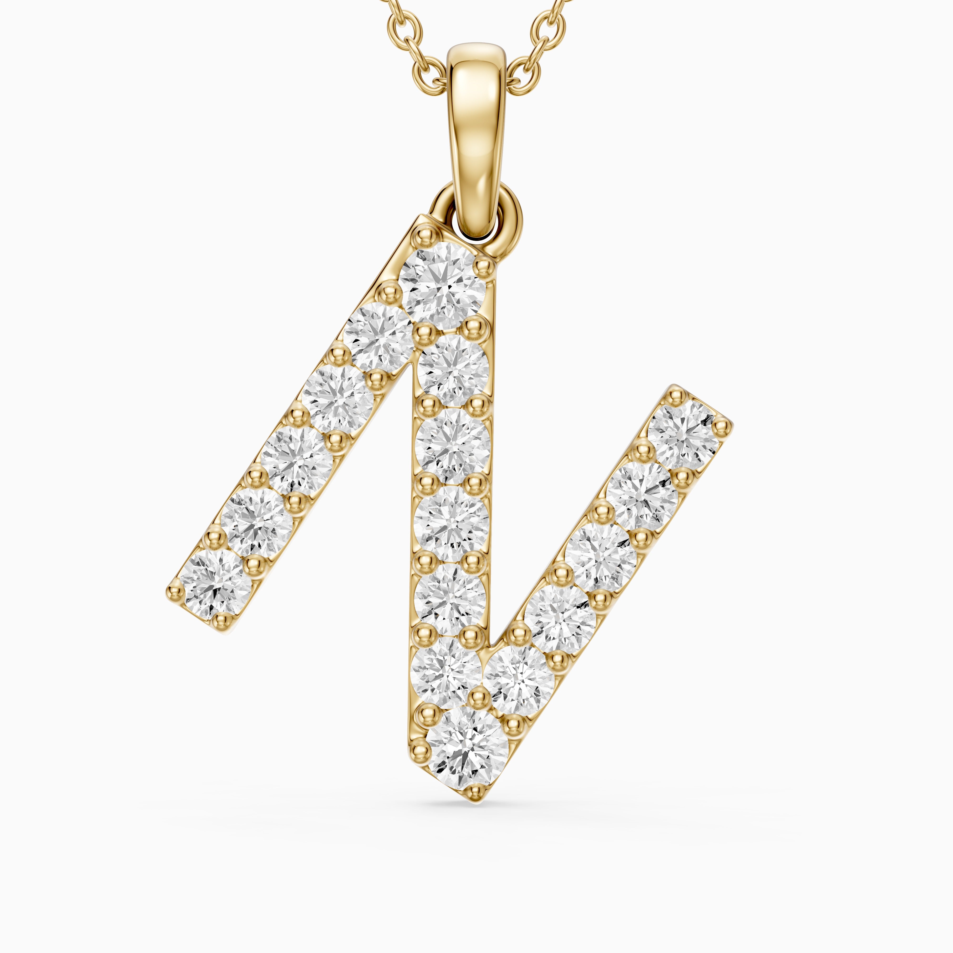 Daphne Lab Grown Diamond N Initial Pendant Necklace