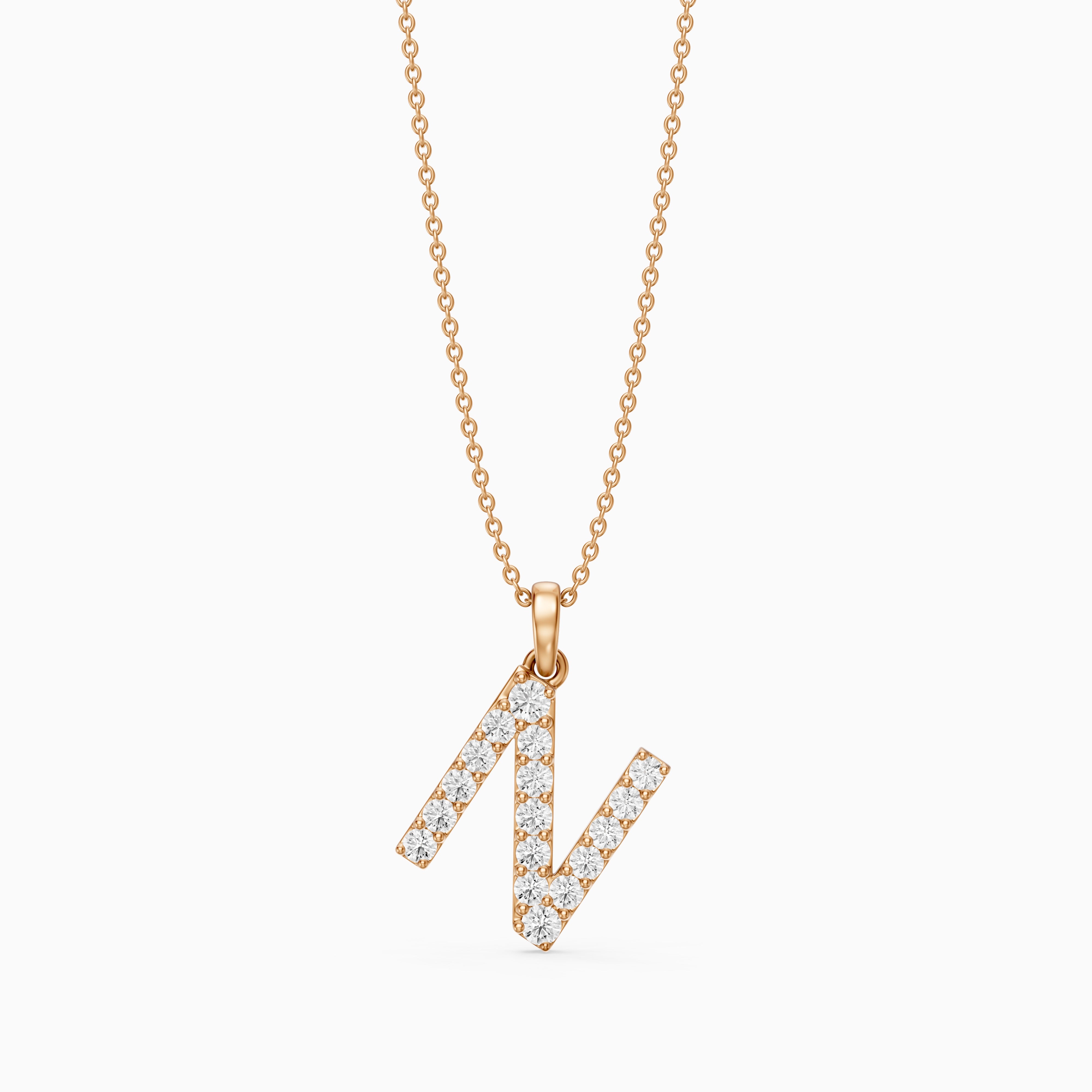 Daphne Lab Grown Diamond N Initial Pendant Necklace