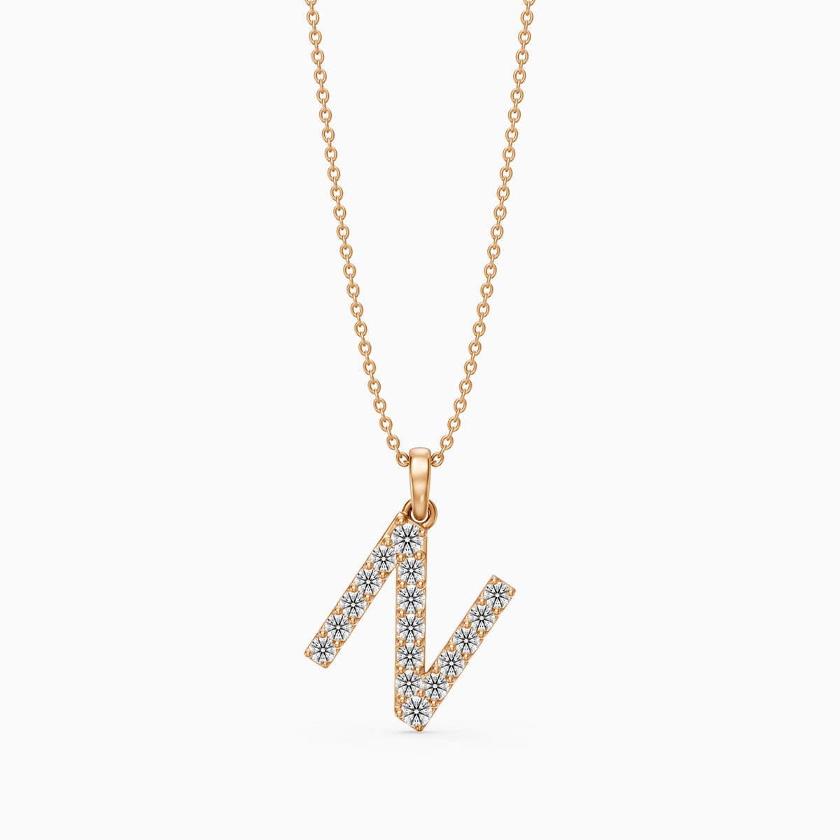 Daphne Lab Grown Diamond N Initial Pendant Necklace