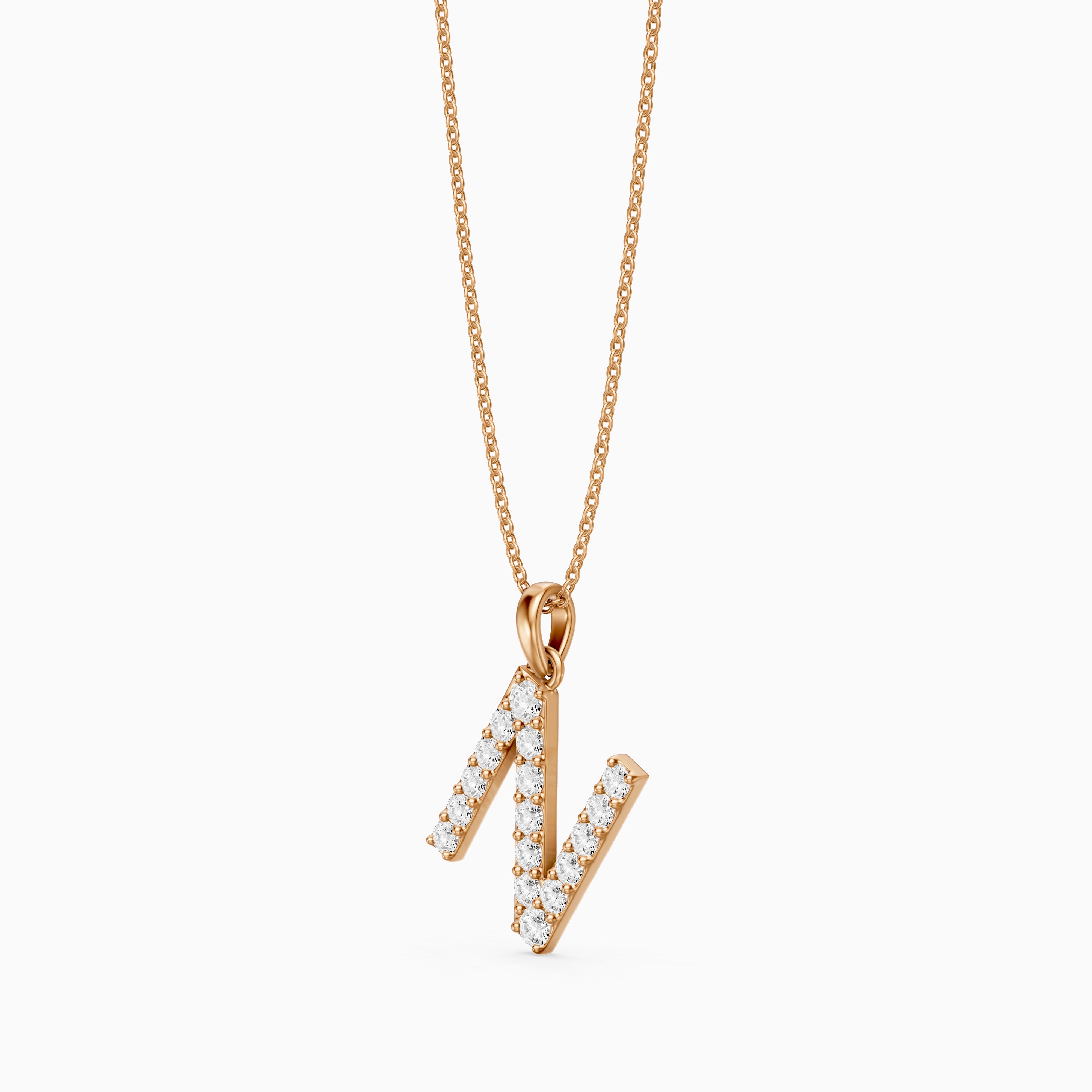 Daphne Lab Grown Diamond N Initial Pendant Necklace