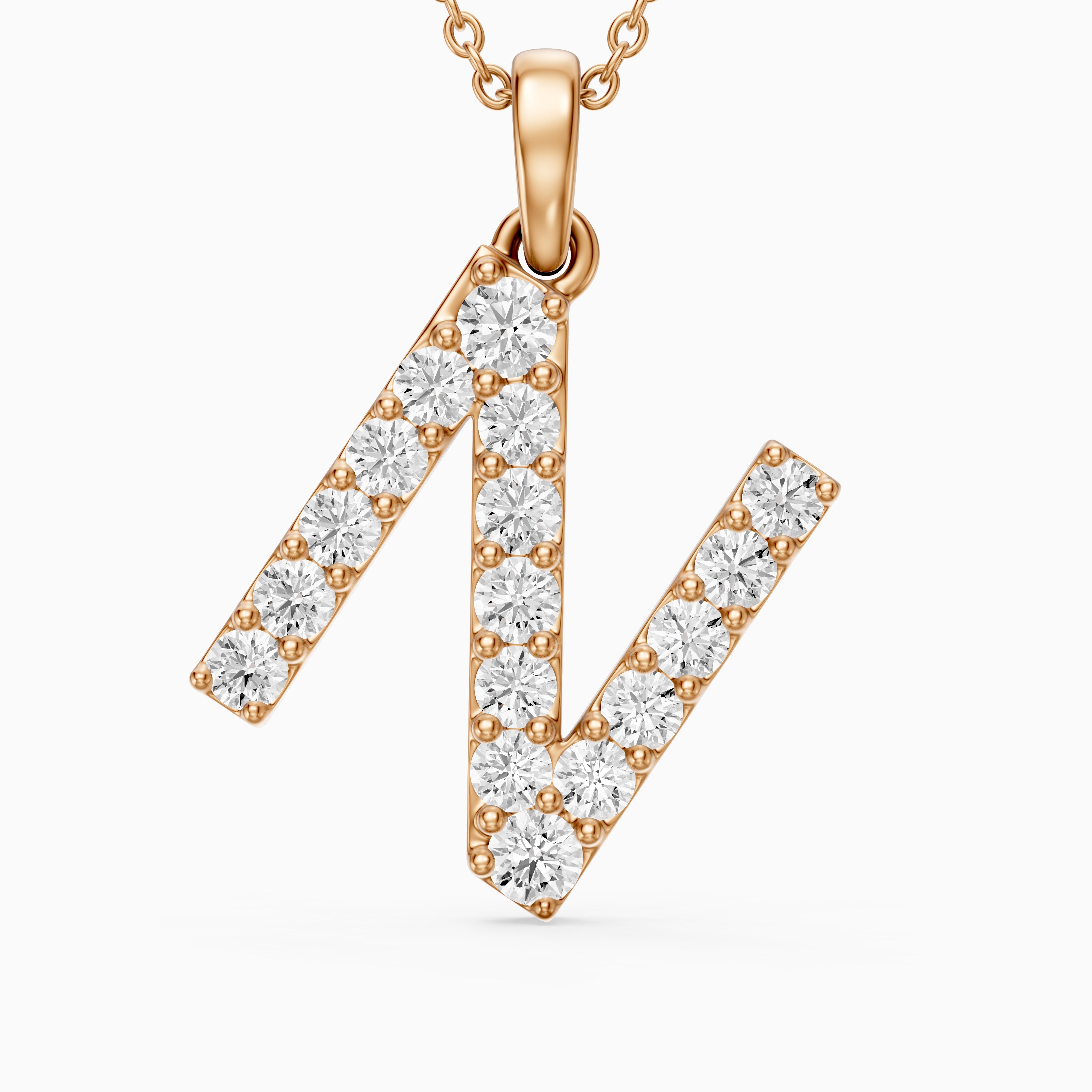 Daphne Lab Grown Diamond N Initial Pendant Necklace