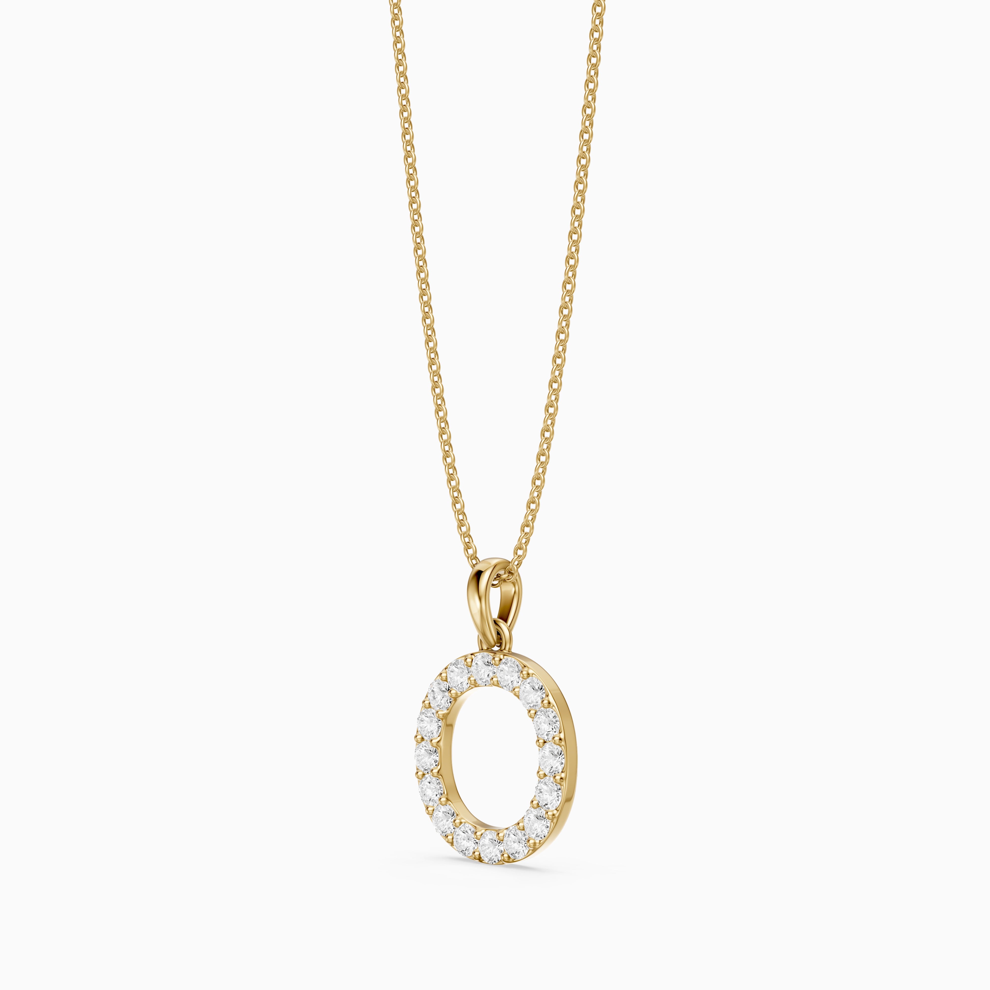 Elowen Lab Grown Diamond O Initial Pendant Necklace
