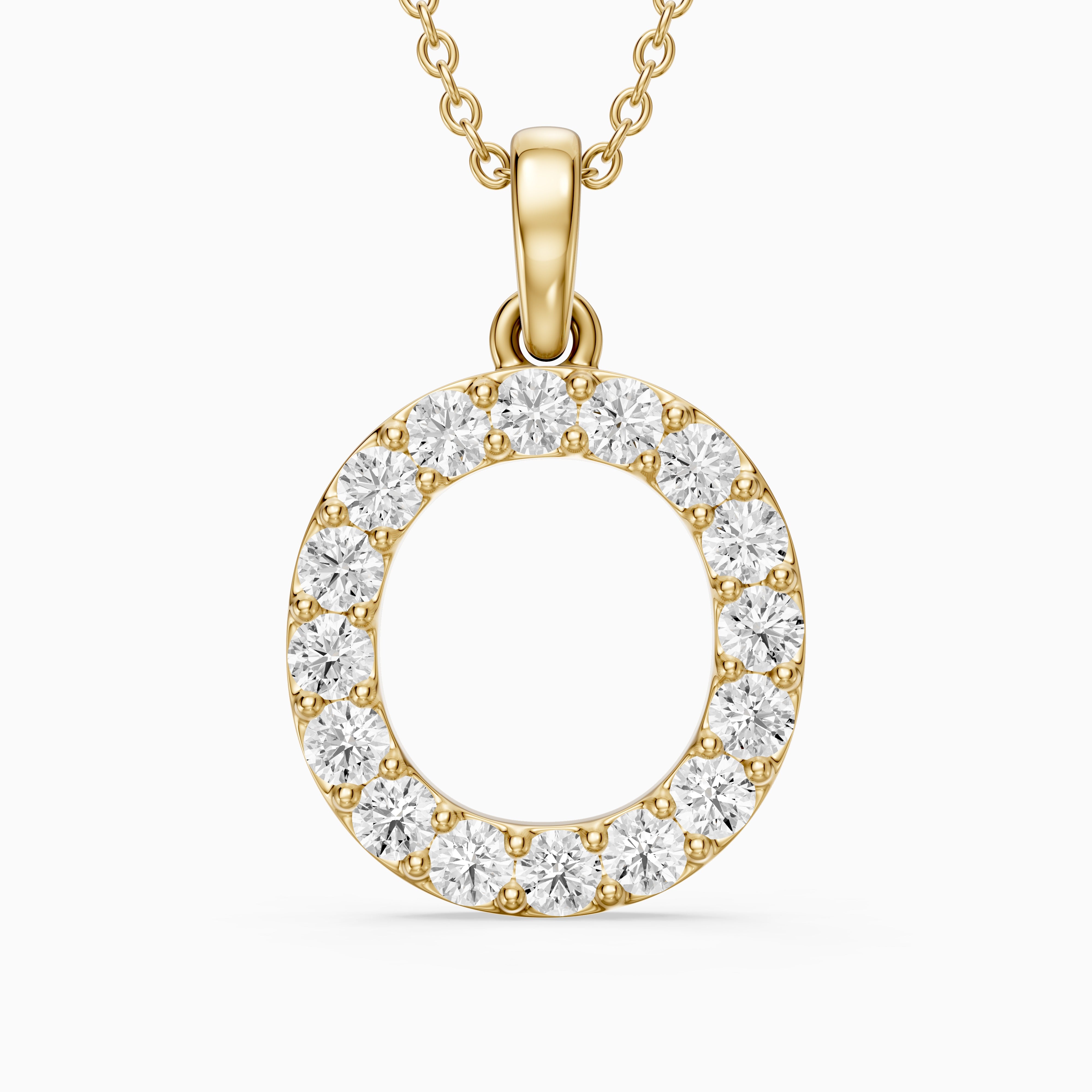 Elowen Lab Grown Diamond O Initial Pendant Necklace