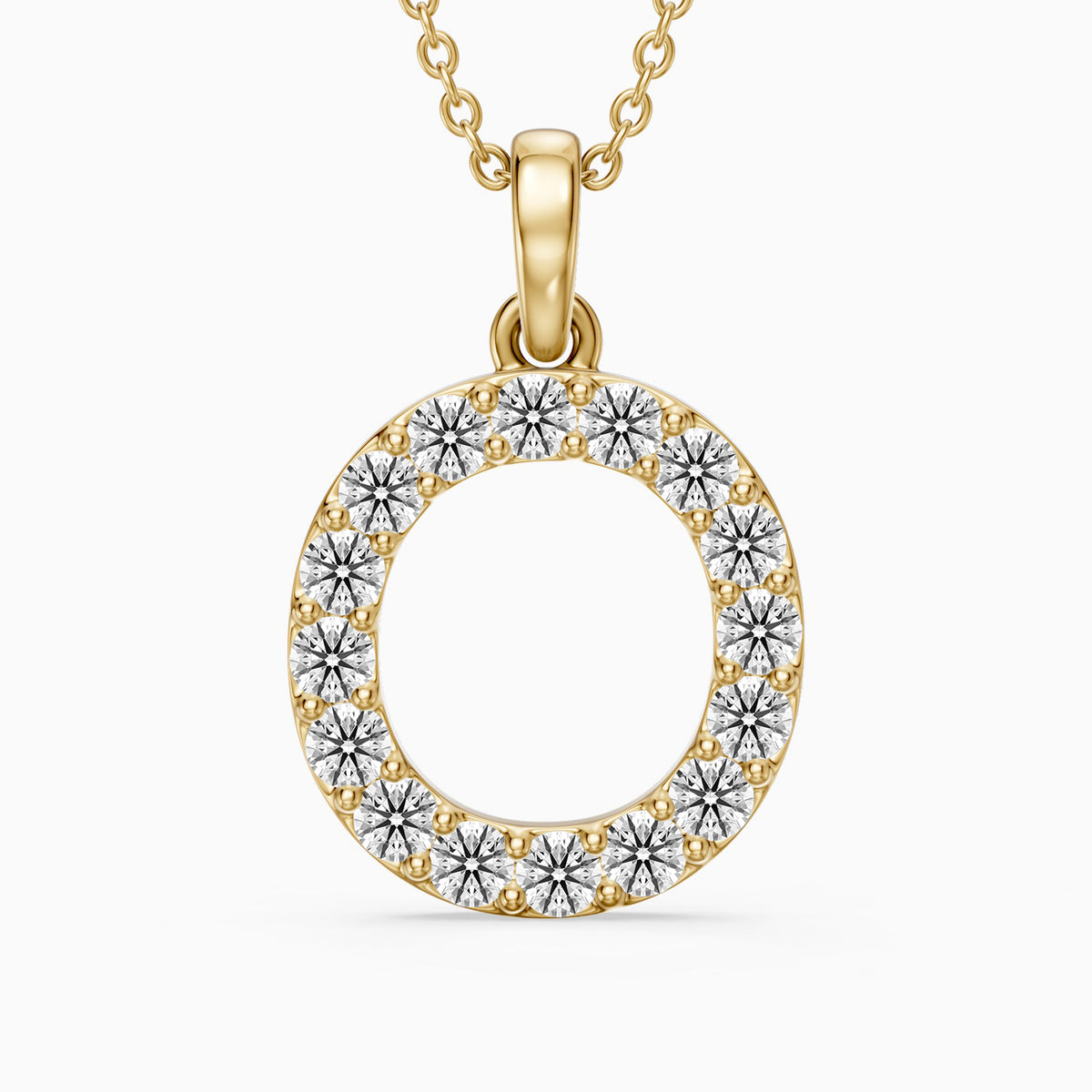 Elowen Lab Grown Diamond O Initial Pendant Necklace