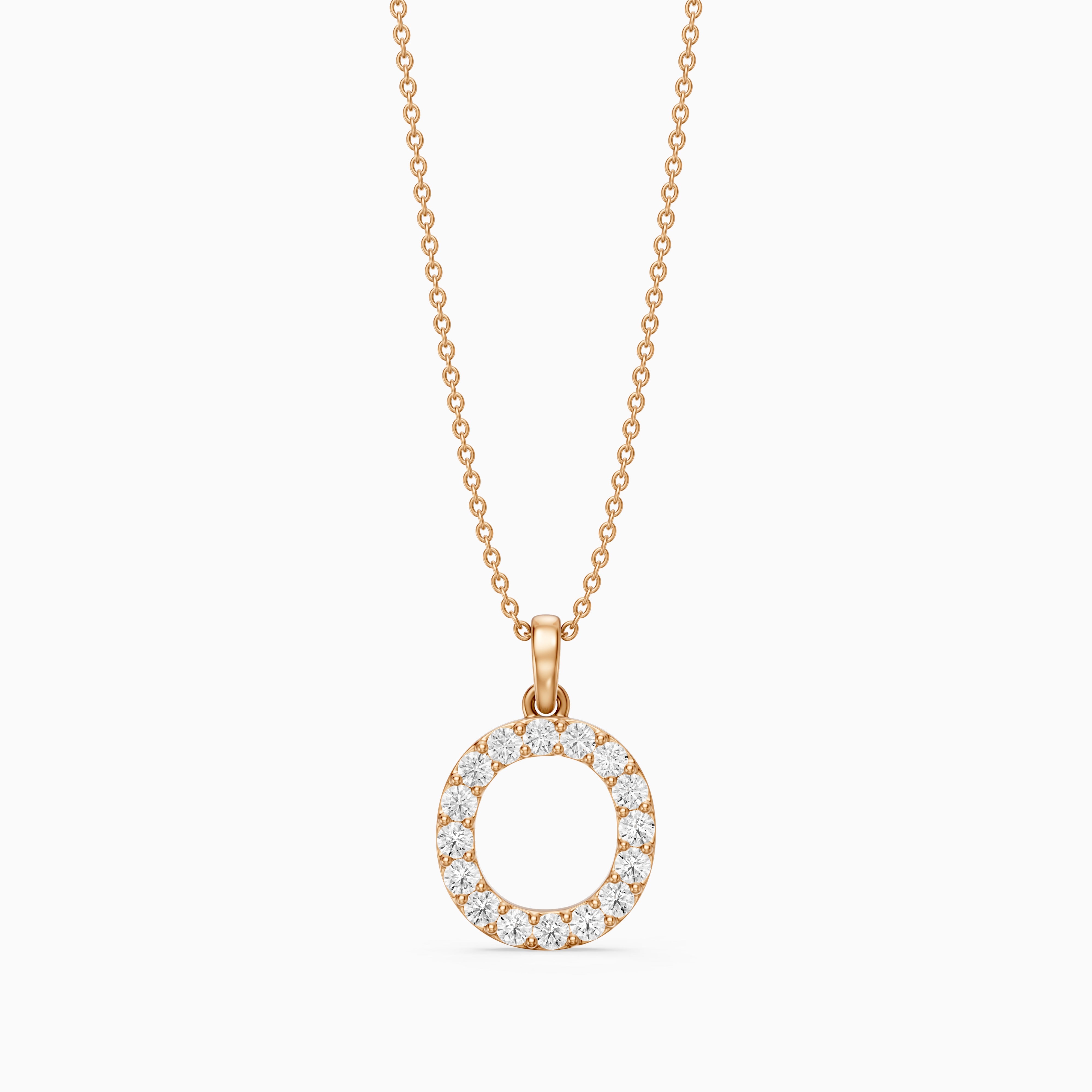 Elowen Lab Grown Diamond O Initial Pendant Necklace