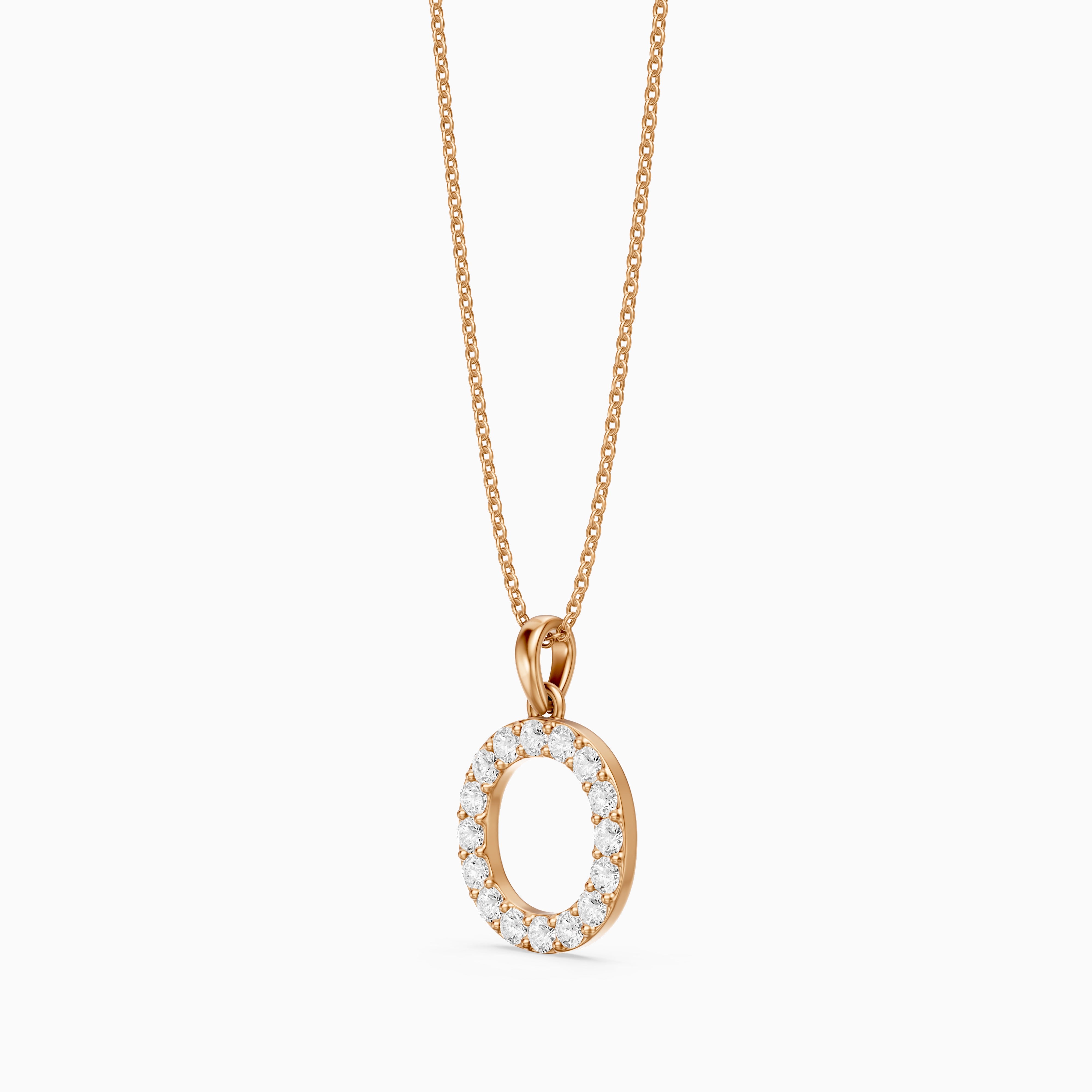 Elowen Lab Grown Diamond O Initial Pendant Necklace