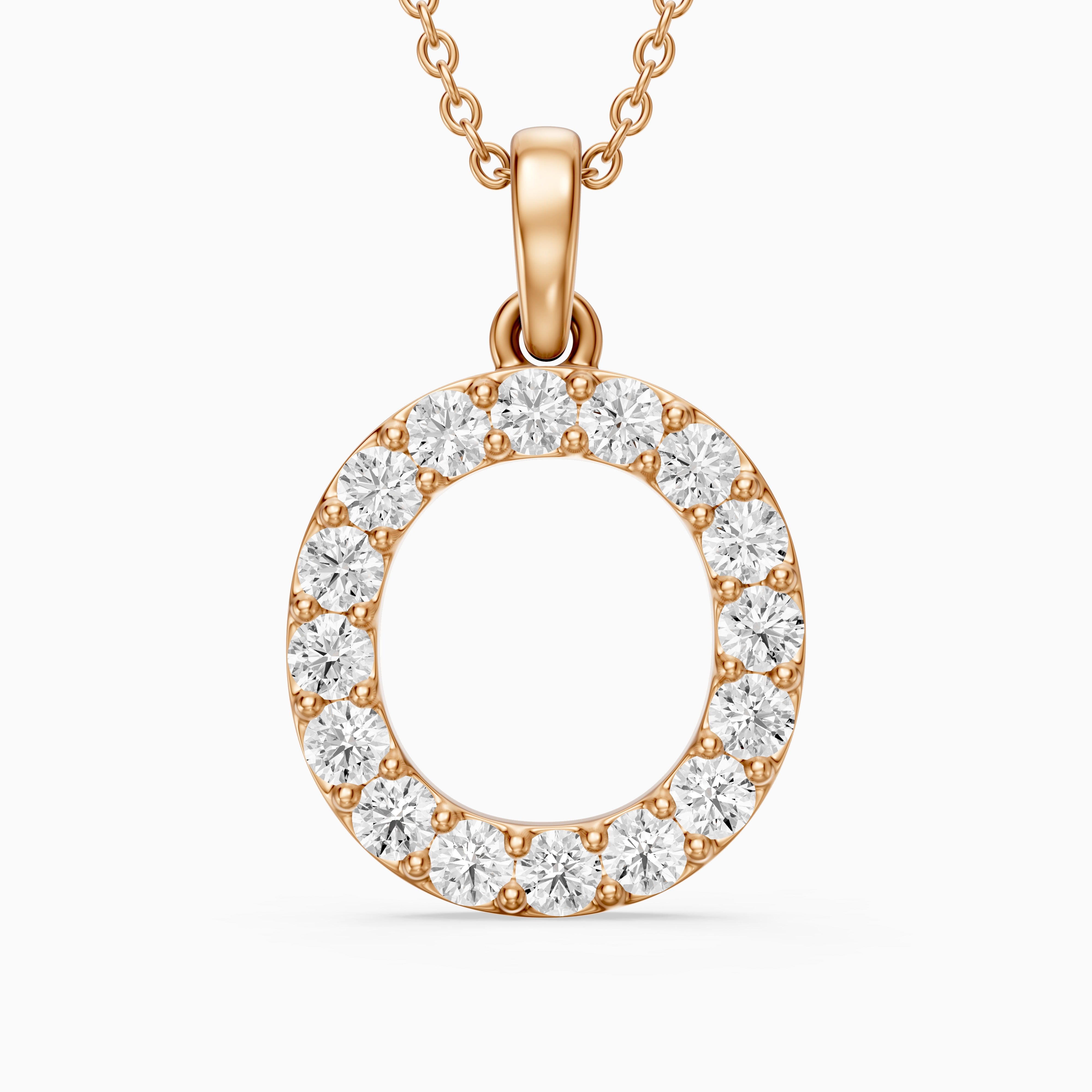 Elowen Lab Grown Diamond O Initial Pendant Necklace