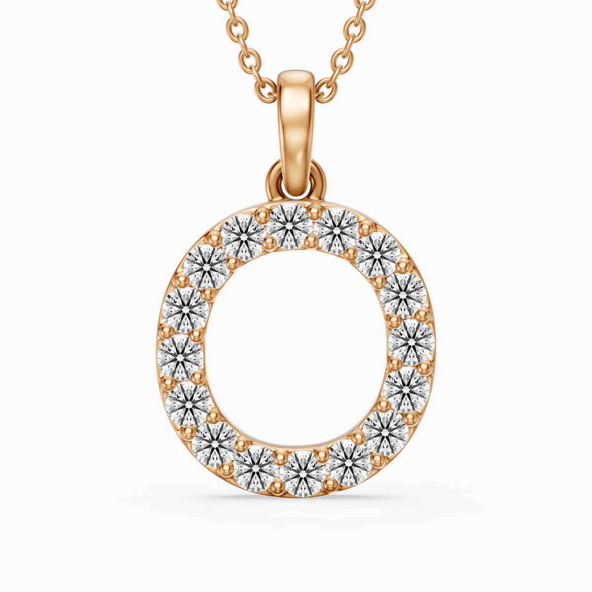 Elowen Lab Grown Diamond O Initial Pendant Necklace
