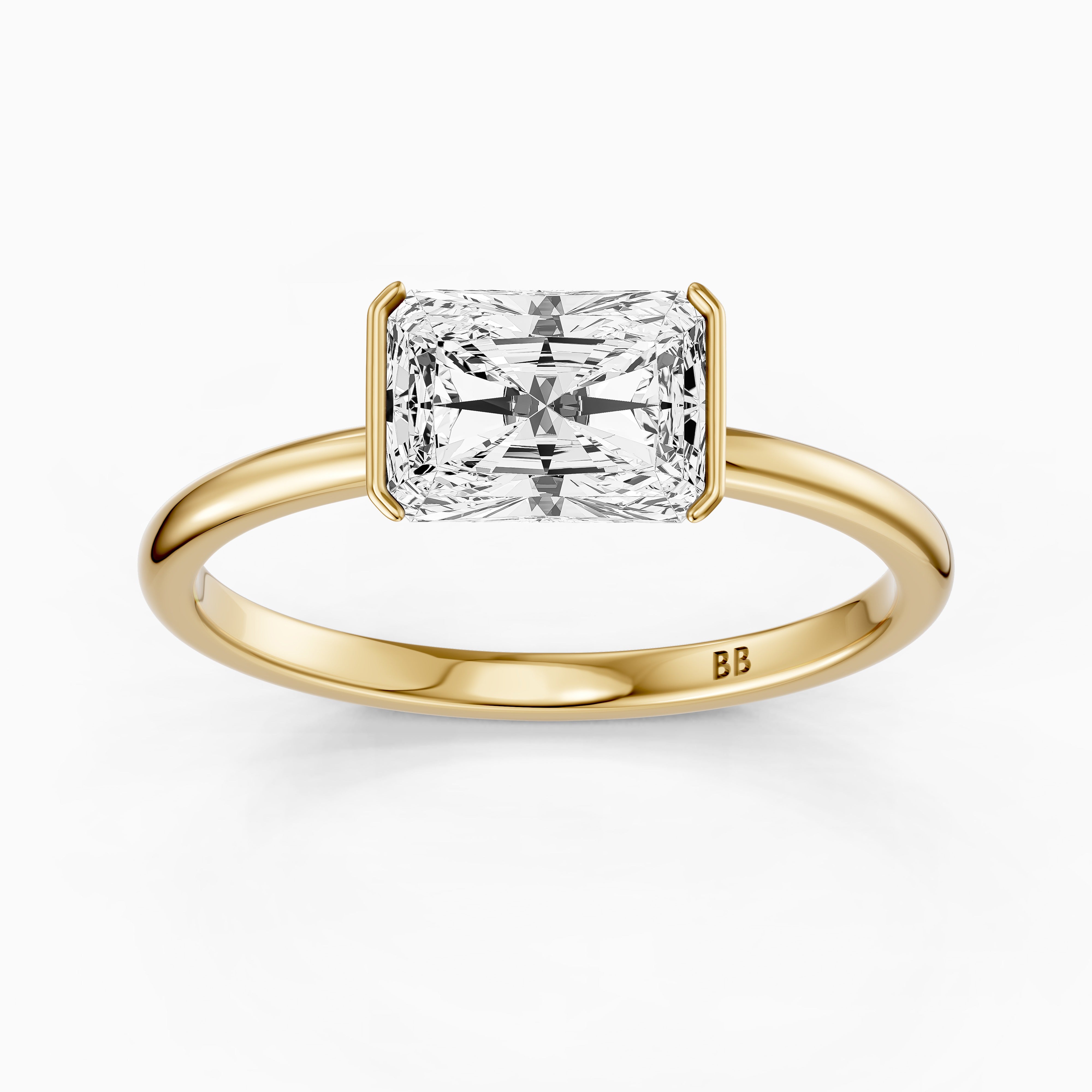Penelope Radiant Cut East West Half Bezel Lab Grown Diamond Ring
