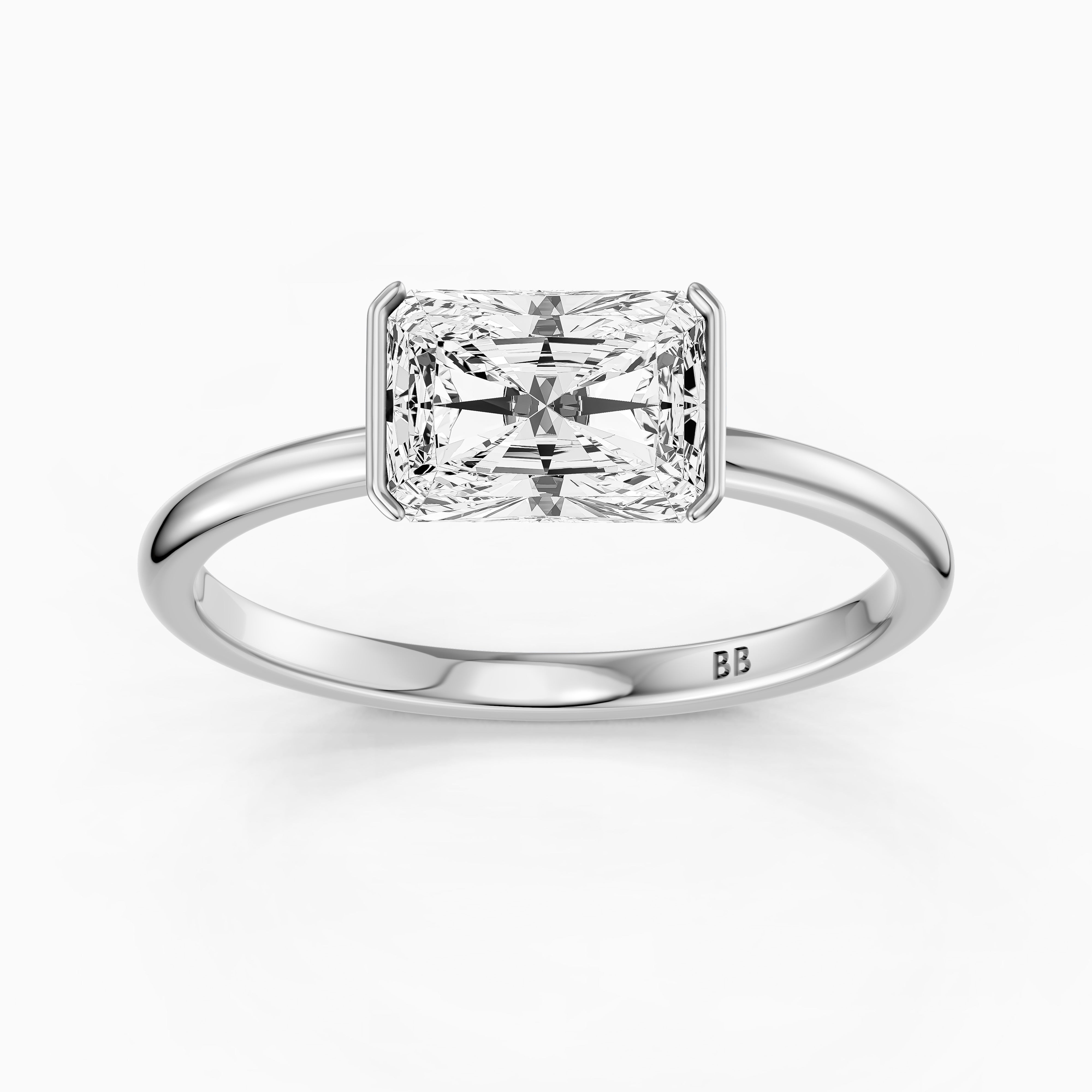 Penelope Radiant Cut East West Half Bezel Lab Grown Diamond Ring