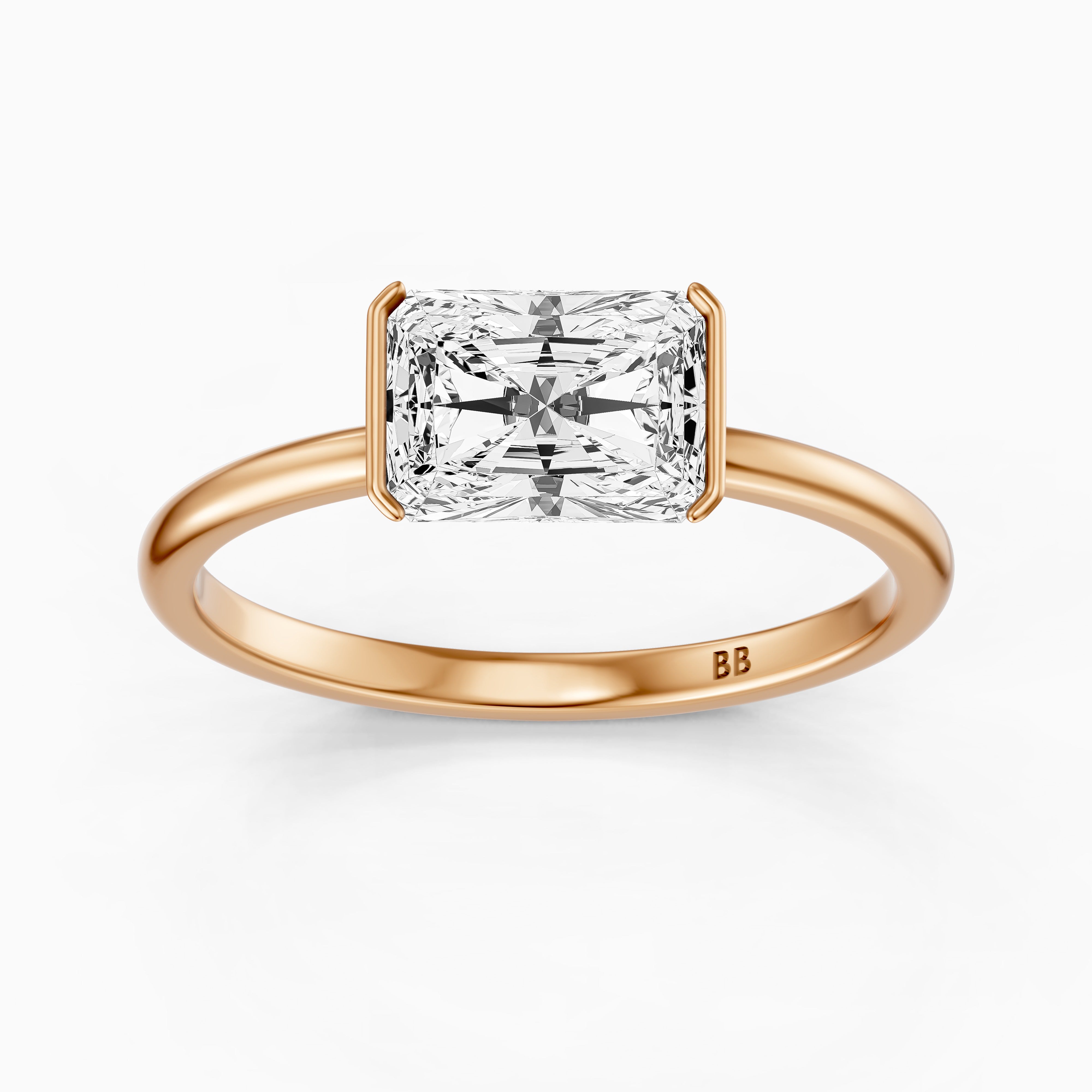 Penelope Radiant Cut East West Half Bezel Lab Grown Diamond Ring