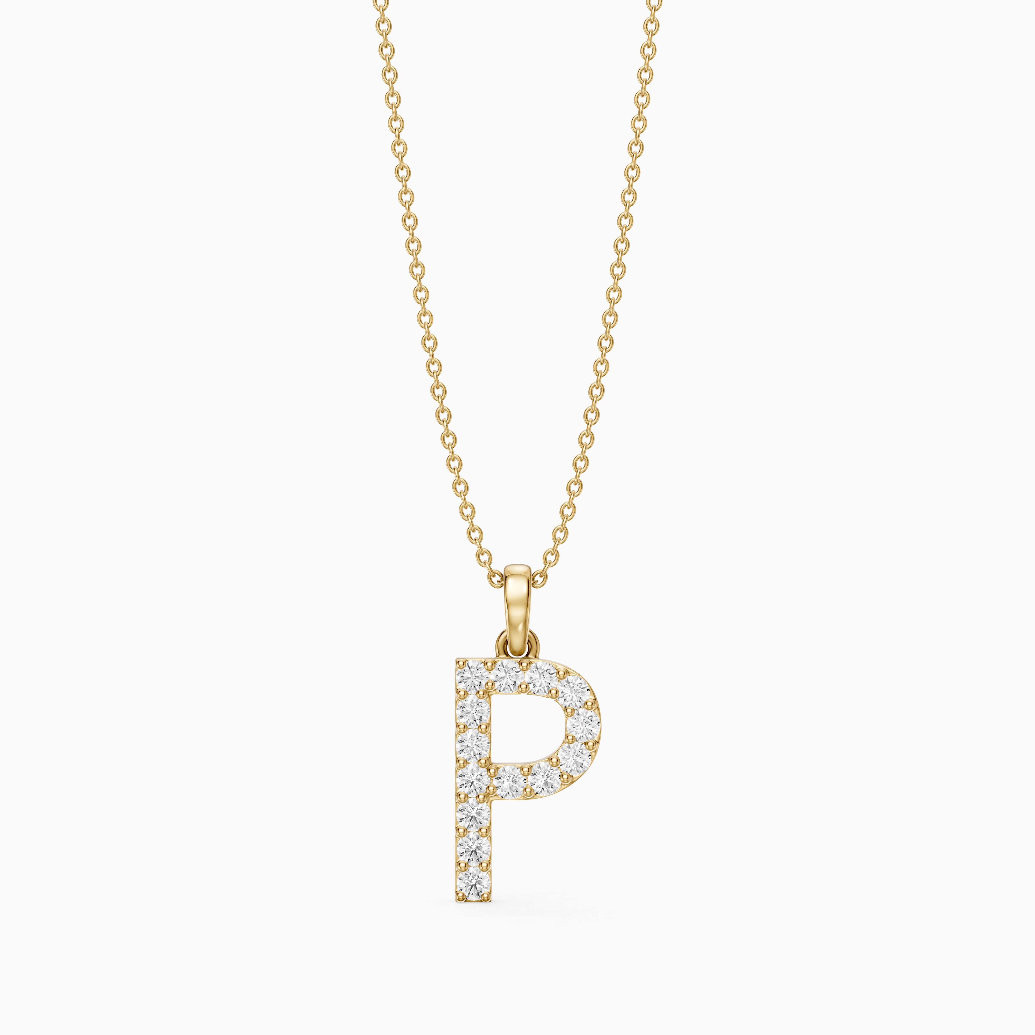 Fallon Lab Grown Diamond P Initial Pendant Necklace