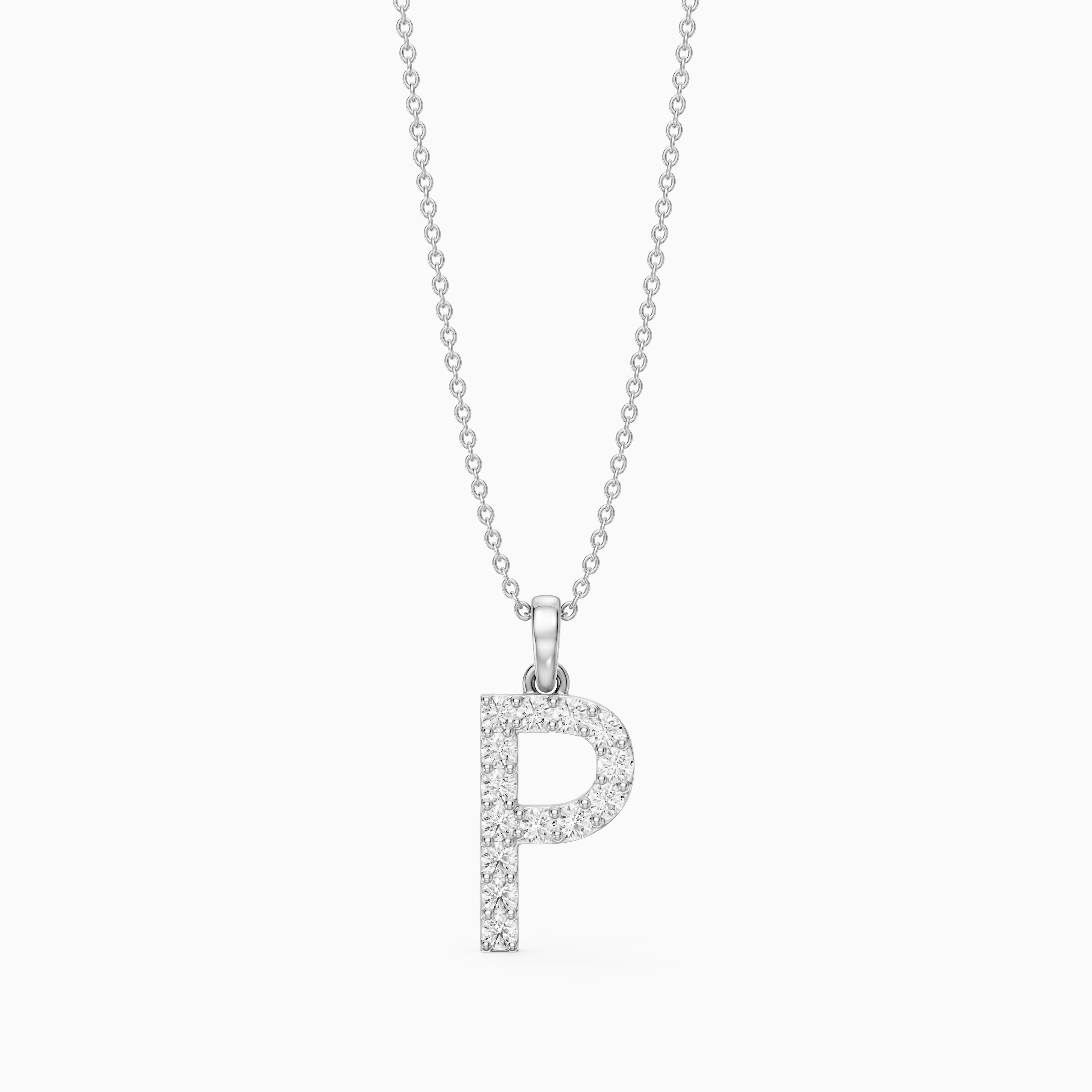 Fallon Lab Grown Diamond P Initial Pendant Necklace