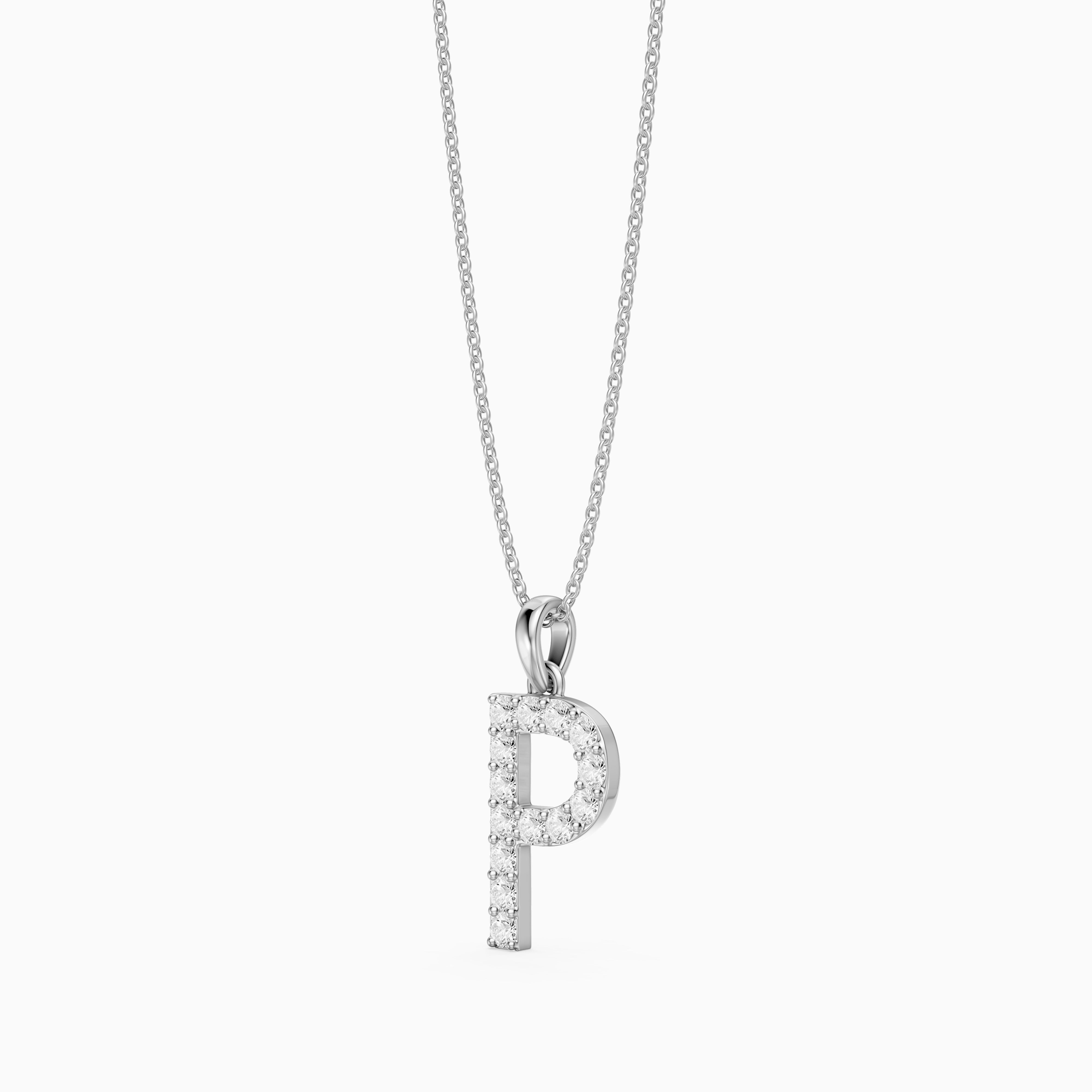 Fallon Lab Grown Diamond P Initial Pendant Necklace