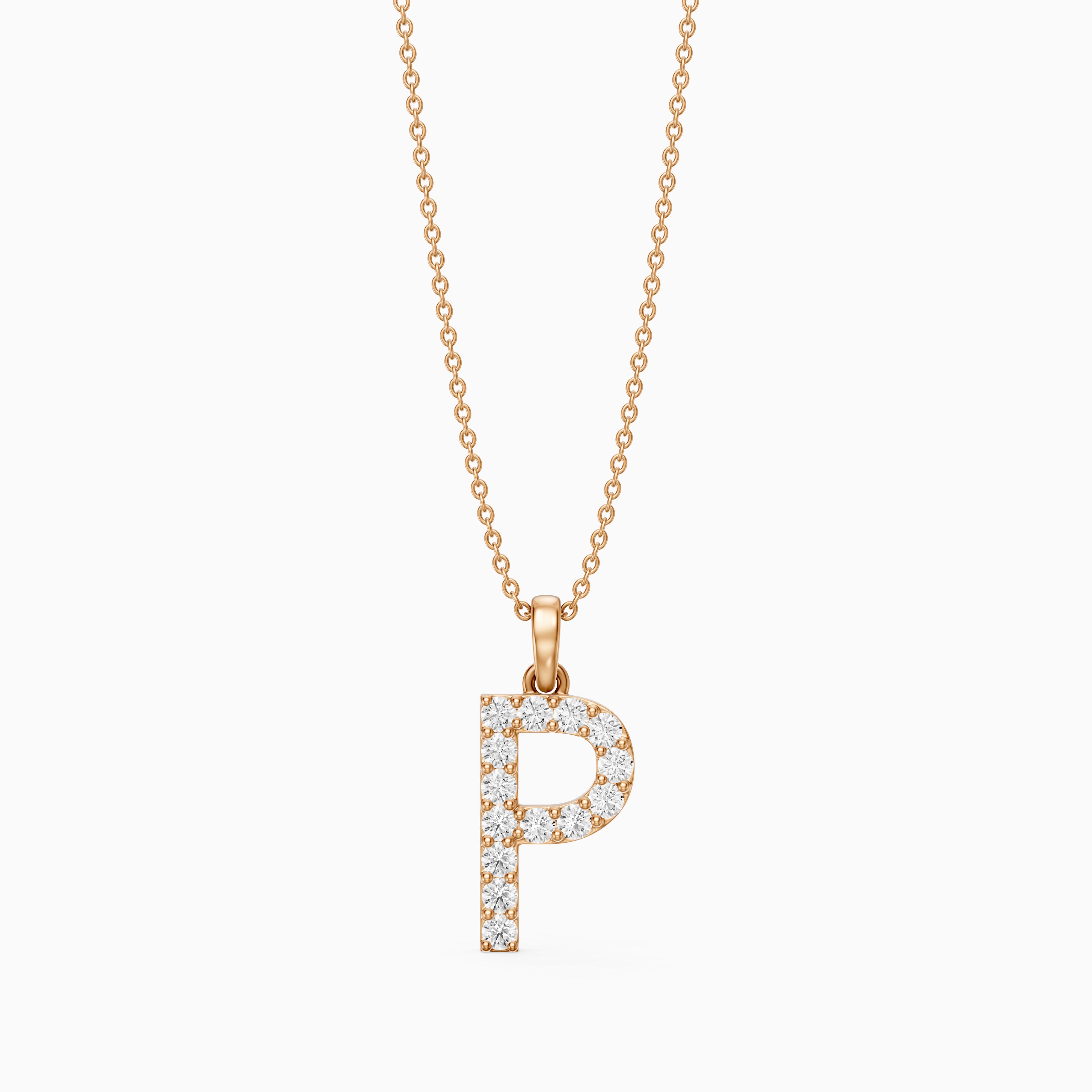Fallon Lab Grown Diamond P Initial Pendant Necklace