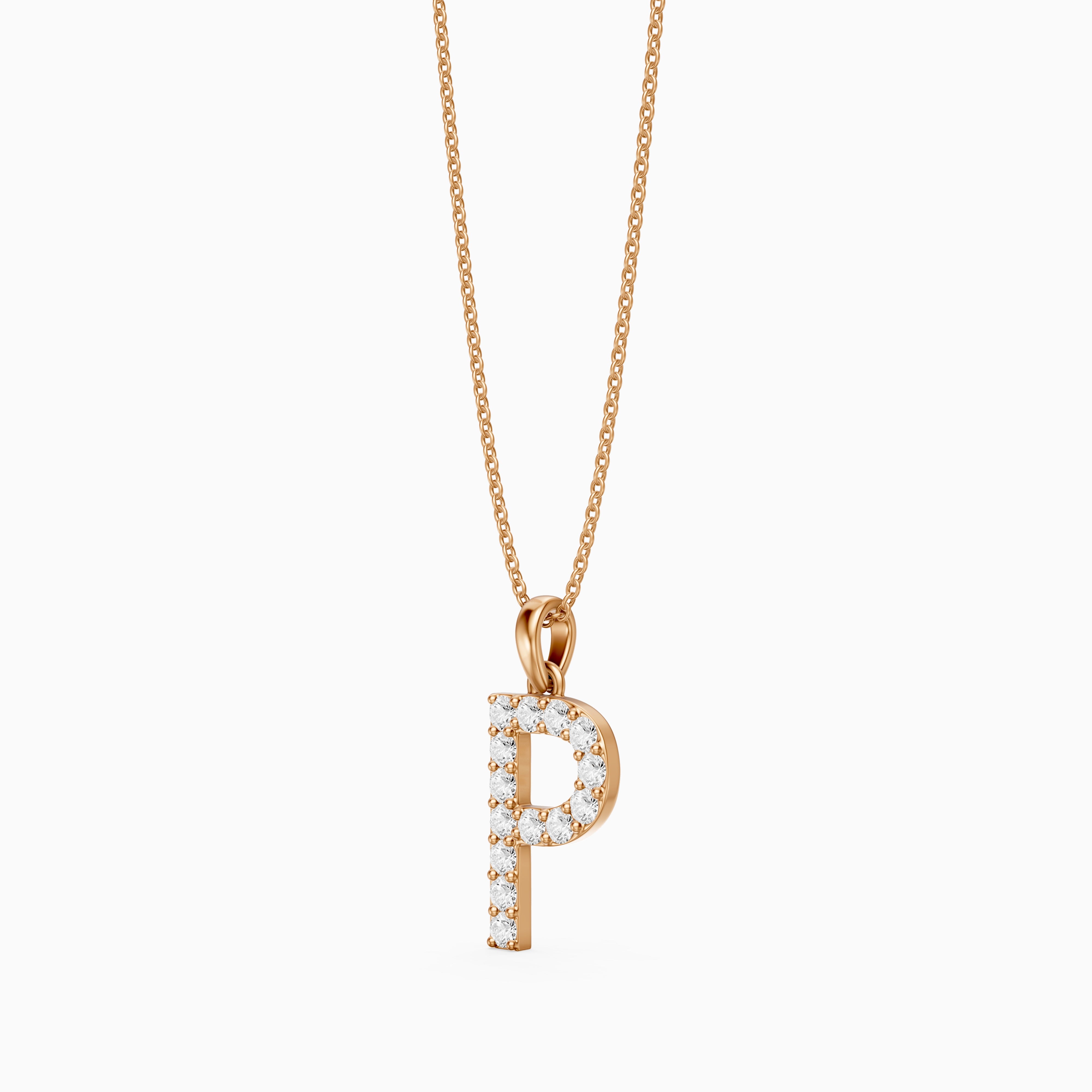 Fallon Lab Grown Diamond P Initial Pendant Necklace