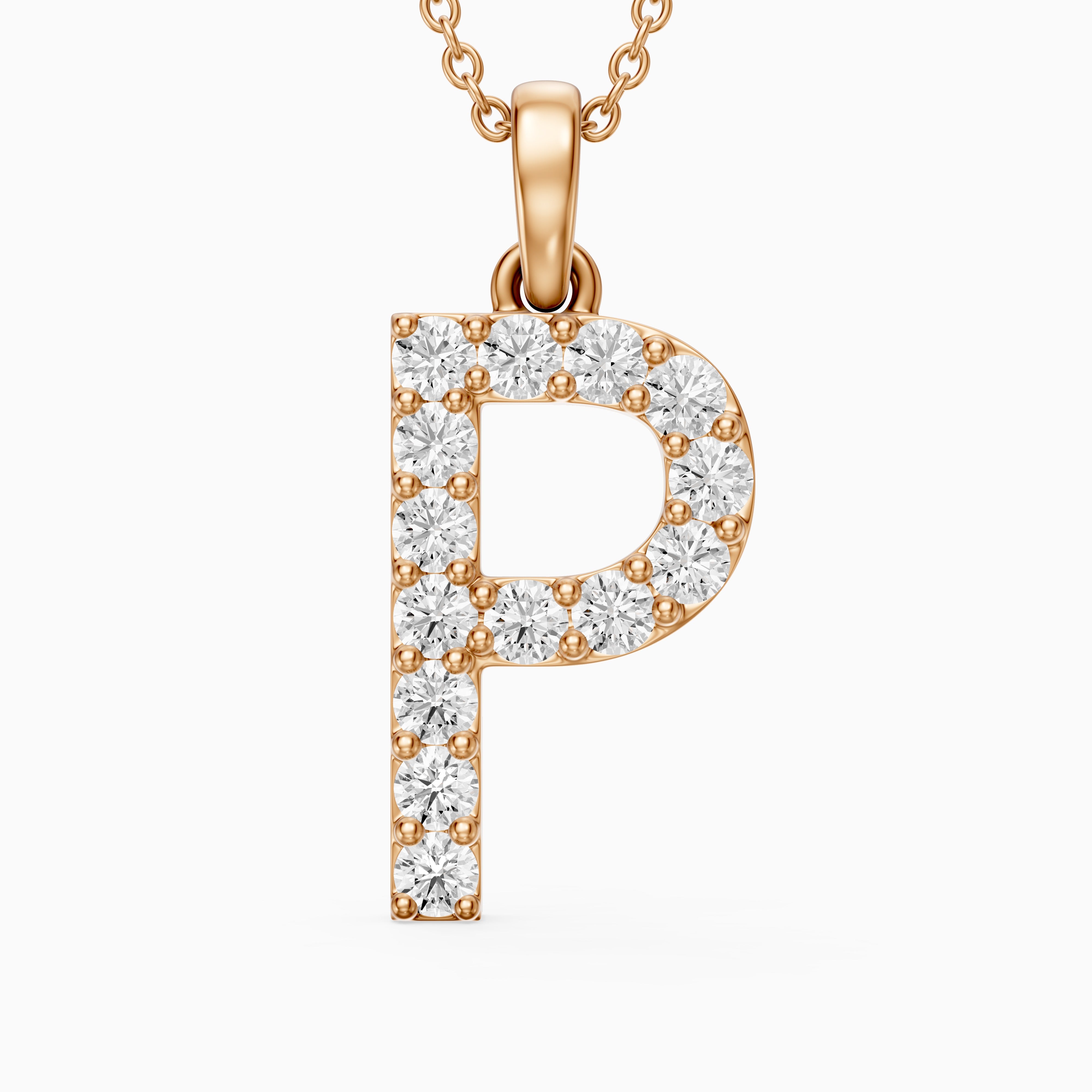 Fallon Lab Grown Diamond P Initial Pendant Necklace