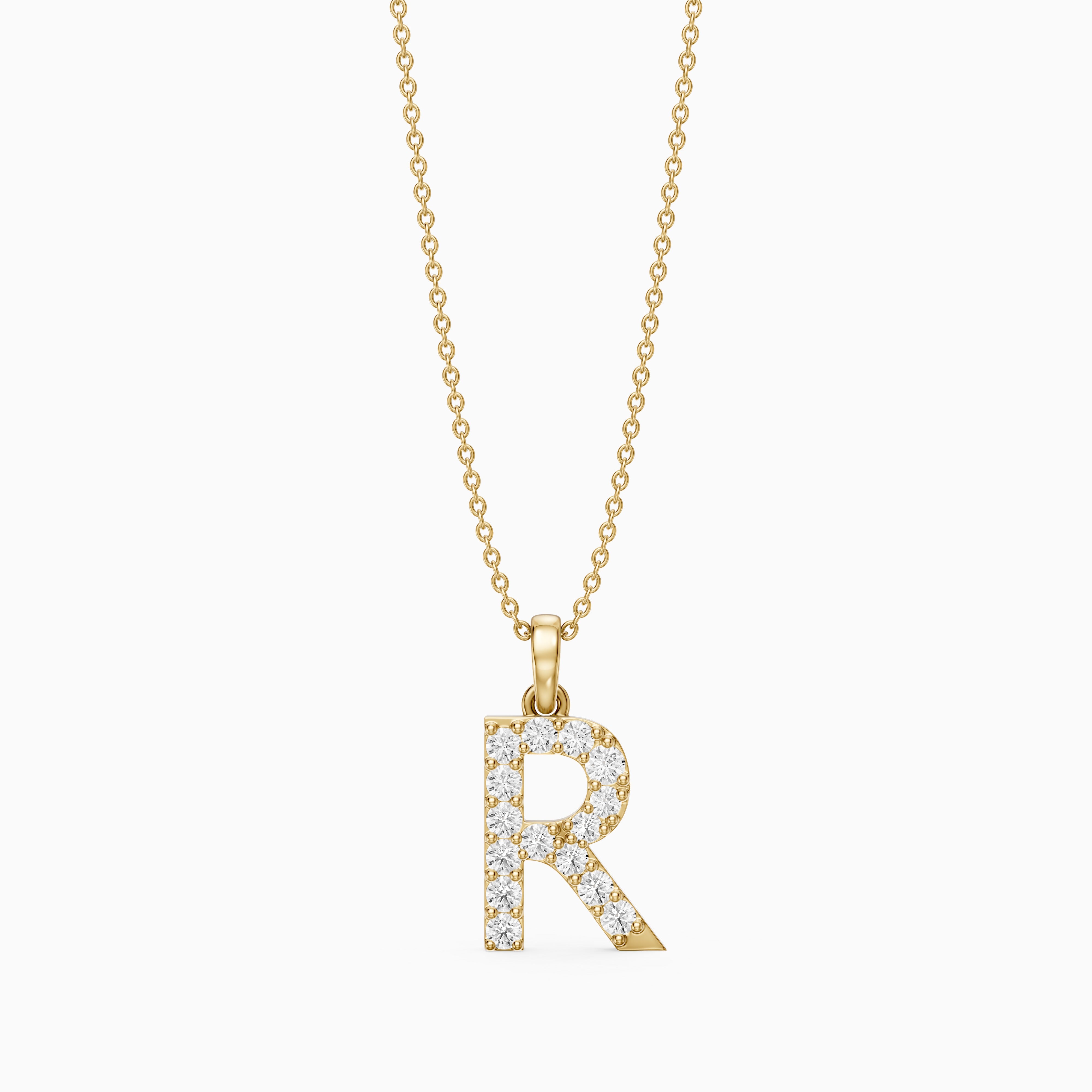 Lacey Lab Grown Diamond R Initial Pendant Necklace